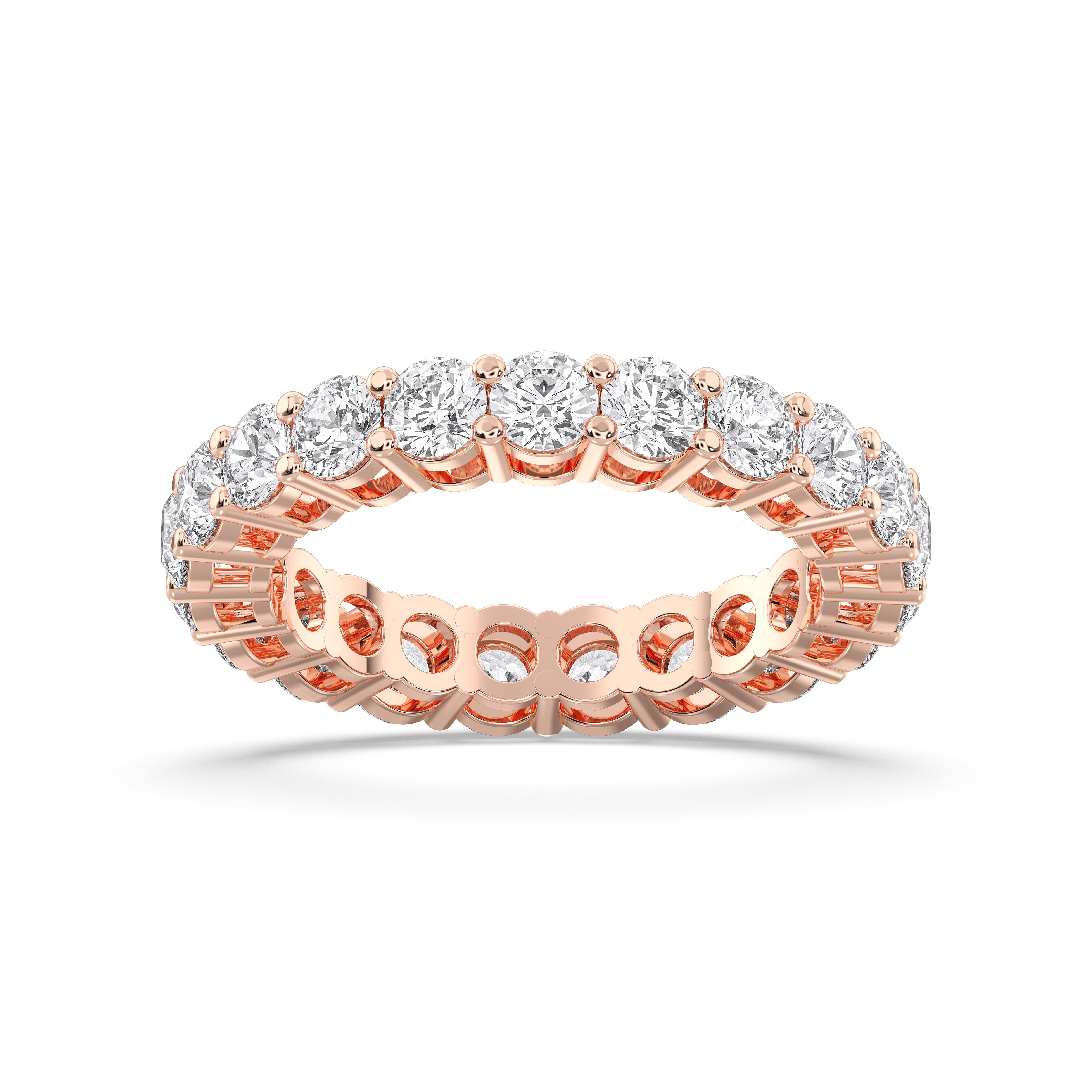 Round Cut 3 Carat Lab Grown Diamond Eternity Wedding Band in Solid Gold for Women