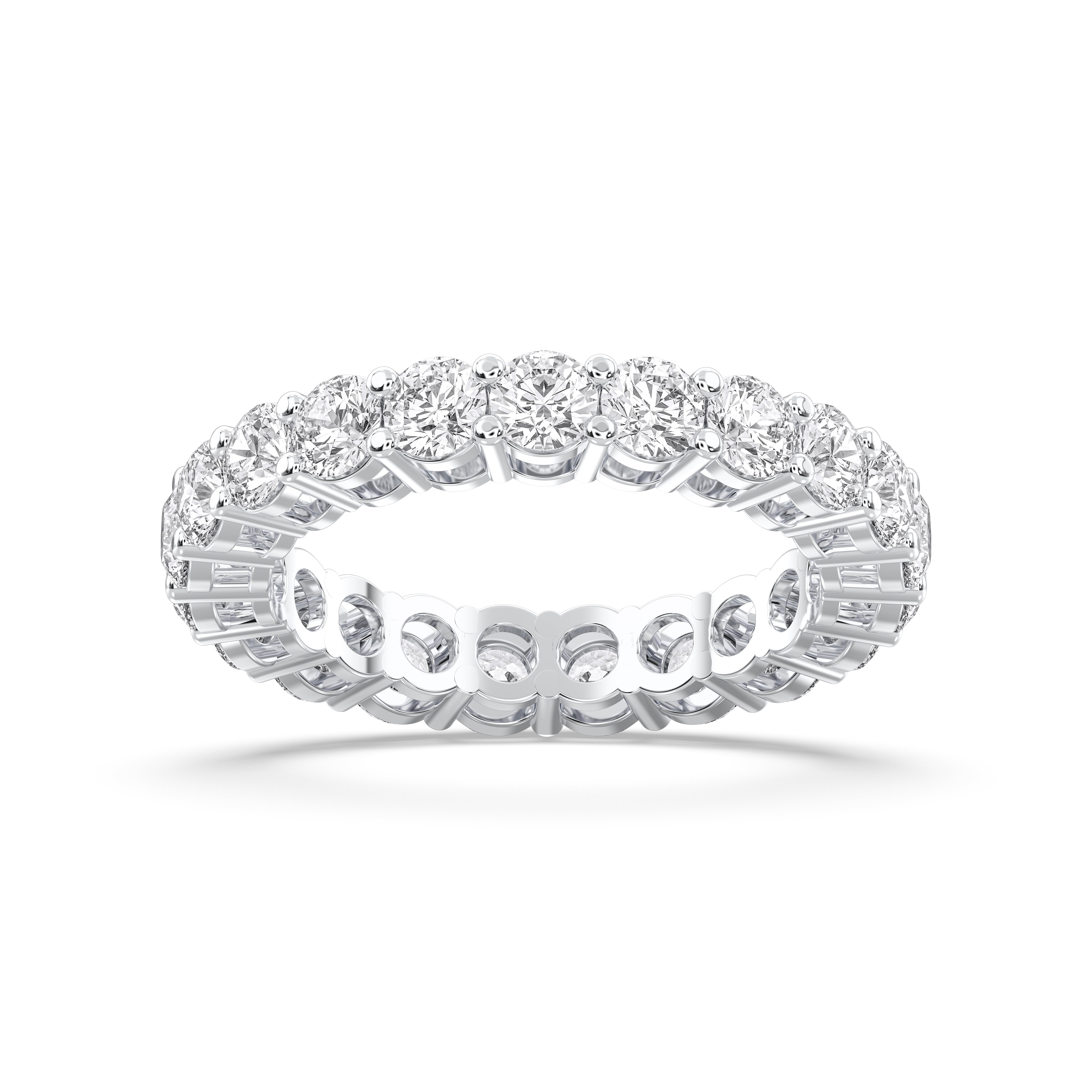 Round Cut 3 Carat Lab Grown Diamond Eternity Wedding Band in Solid Gold for Women