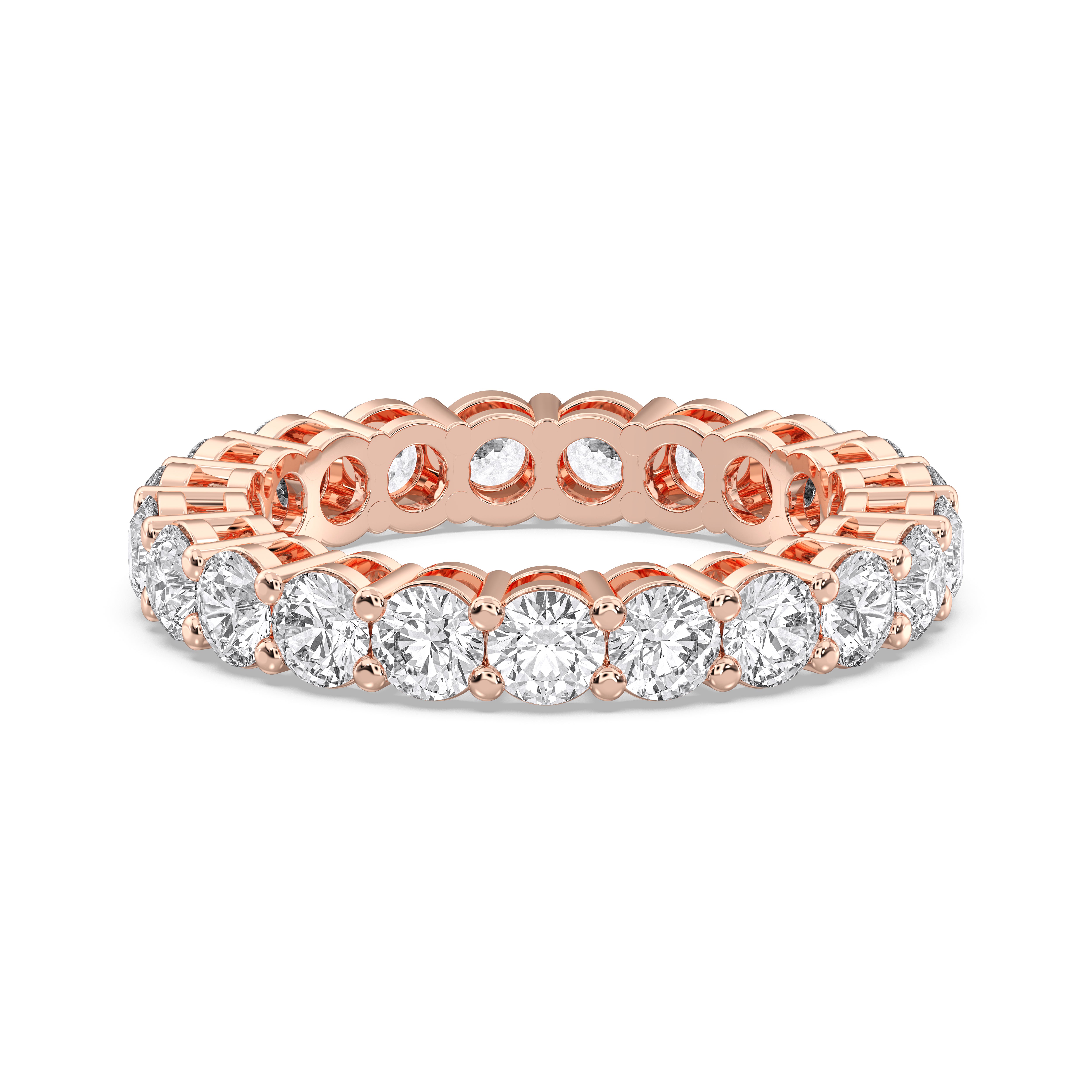 Round Cut 3 Carat Lab Grown Diamond Eternity Wedding Band in Solid Gold for Women