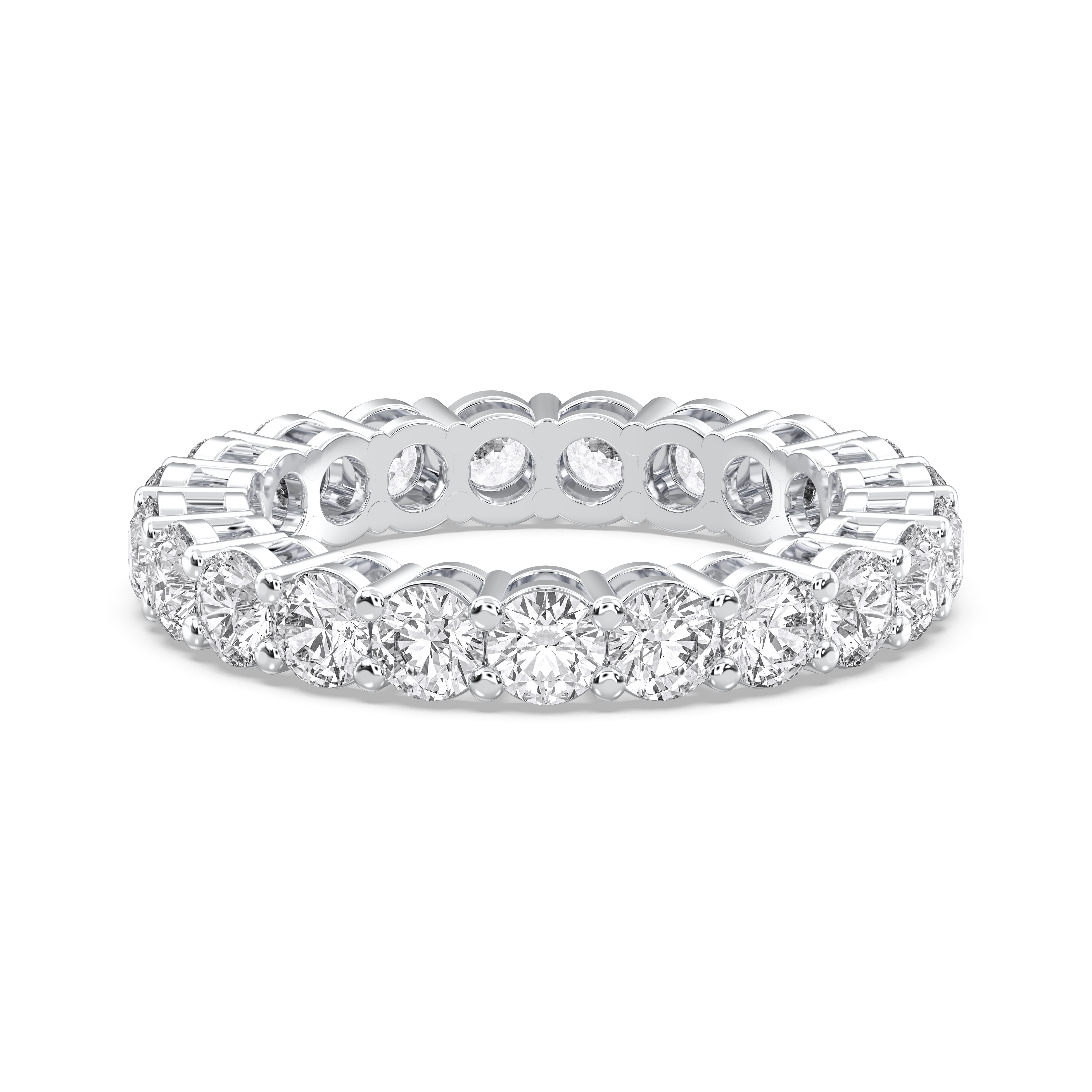 Round Cut 3 Carat Lab Grown Diamond Eternity Wedding Band in Solid Gold for Women