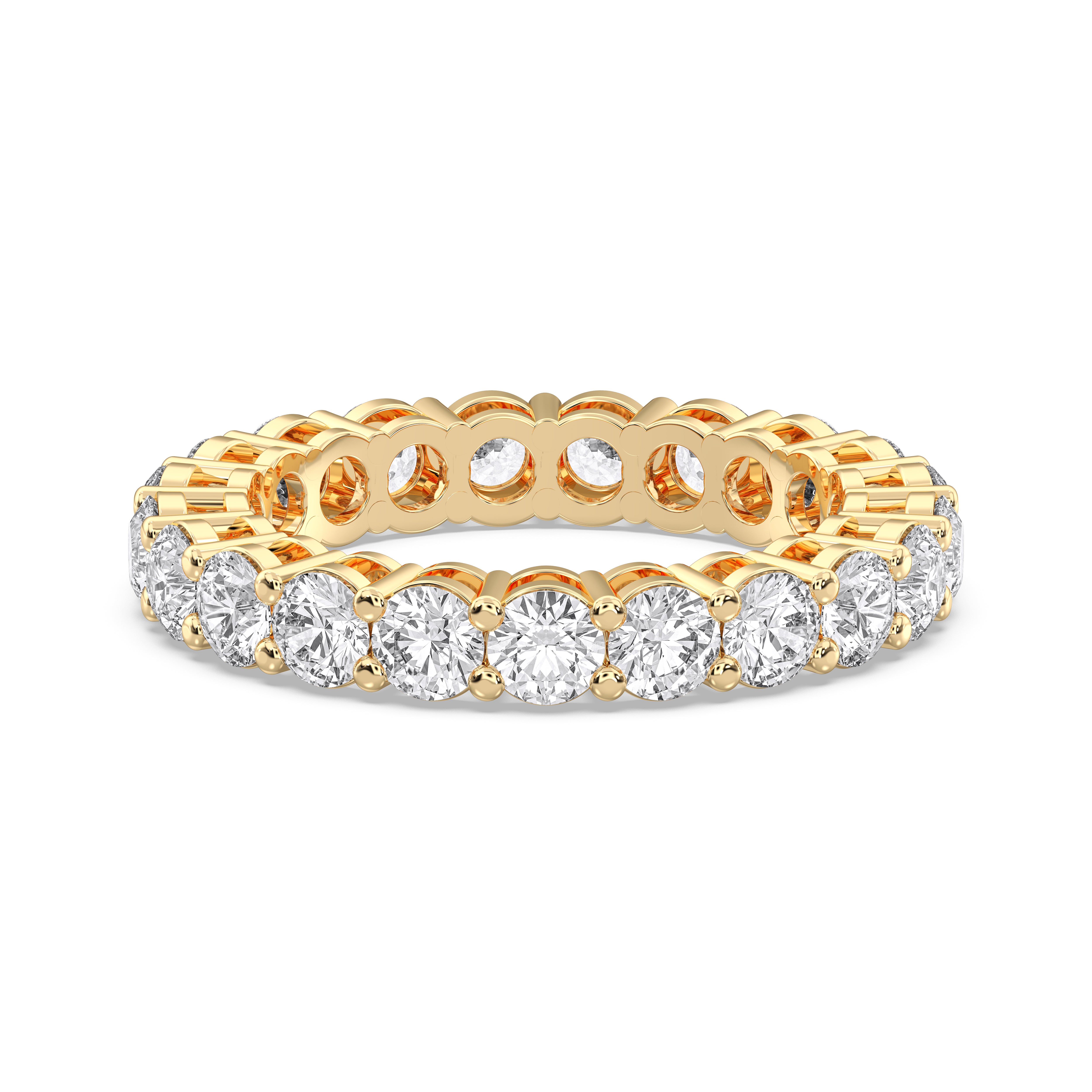 Round Cut 3 Carat Lab Grown Diamond Eternity Wedding Band in Solid Gold for Women