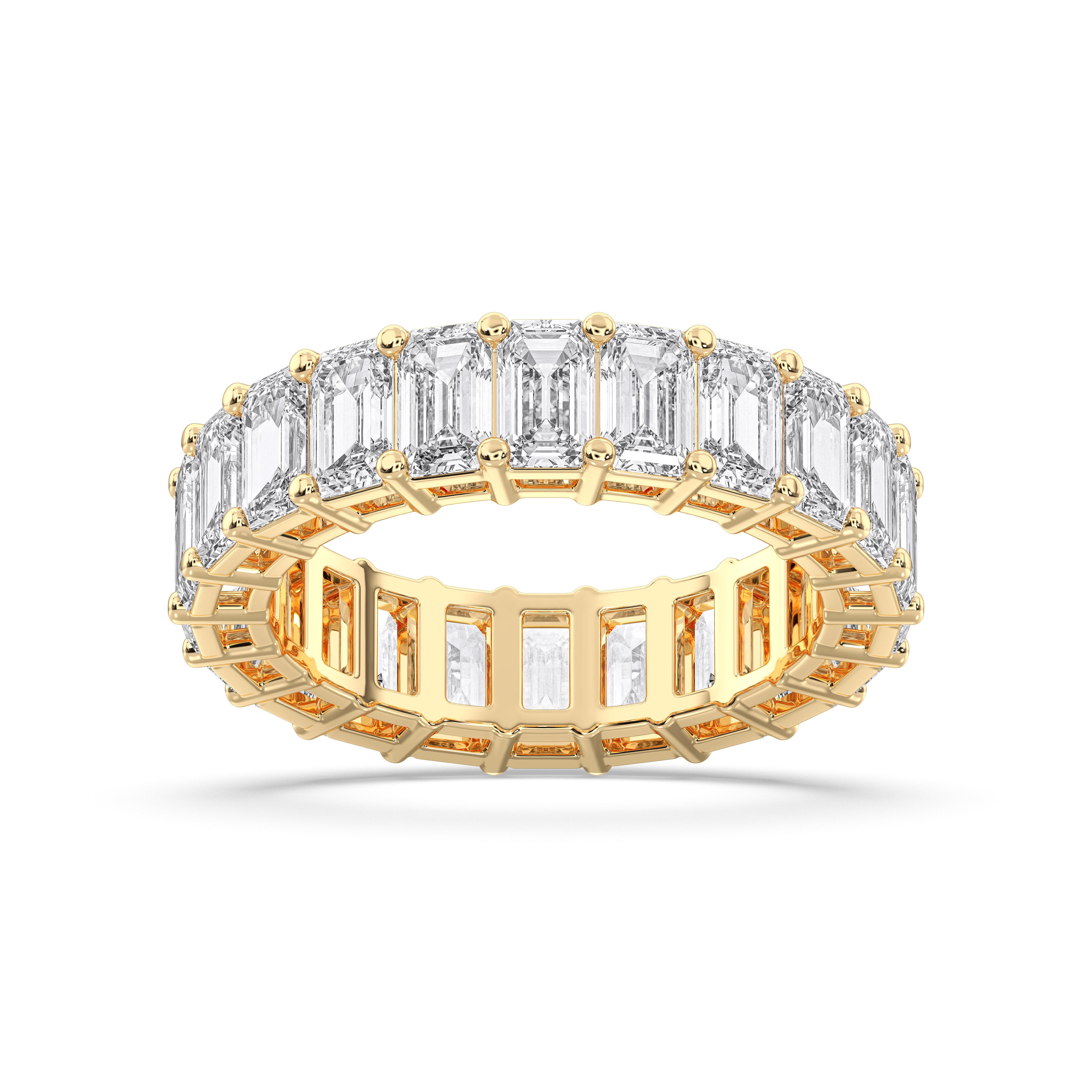 Emerald Cut 7 Carat Lab Grown Diamond Eternity Wedding Band in Solid Gold for Women