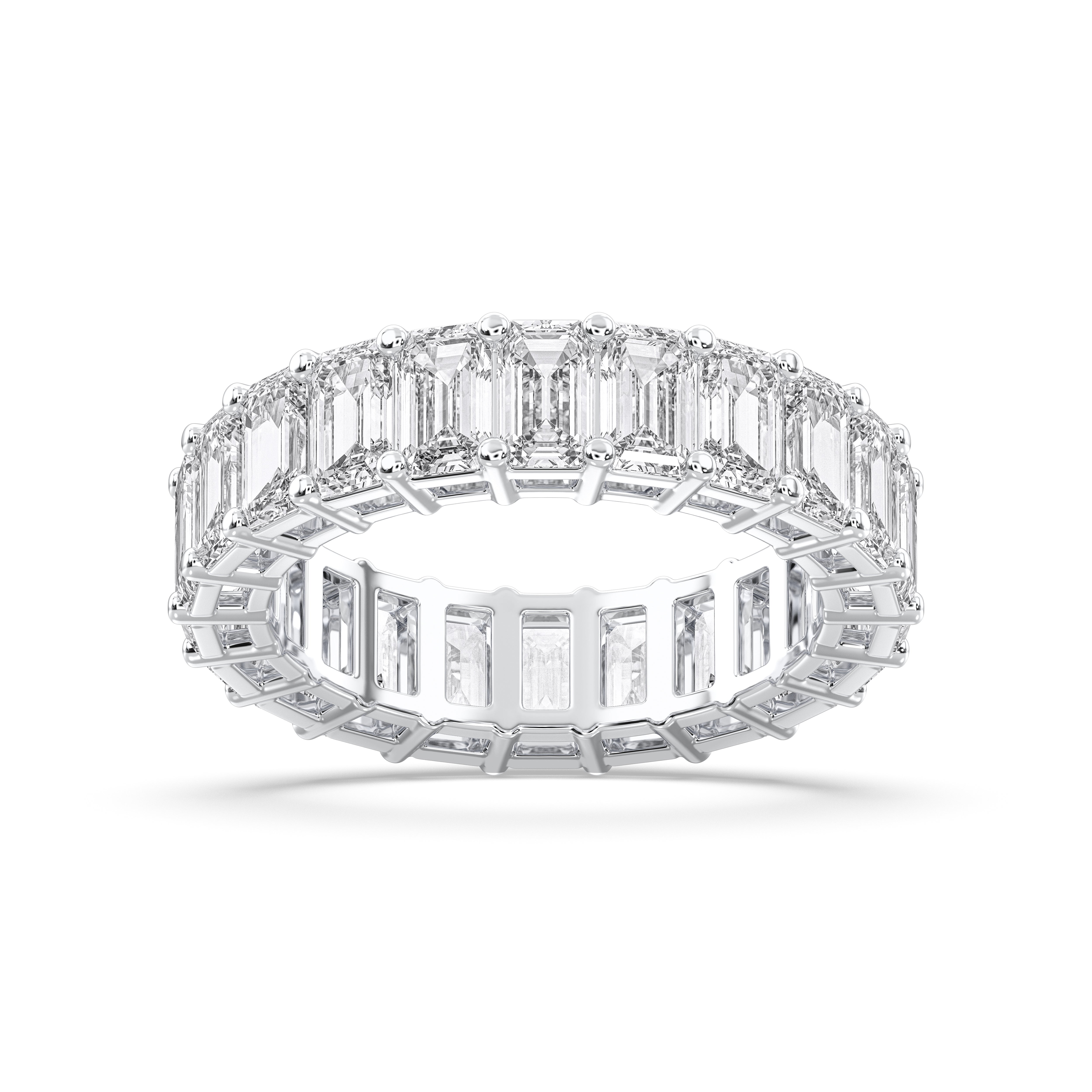 Emerald Cut 7 Carat Lab Grown Diamond Eternity Wedding Band in Solid Gold for Women