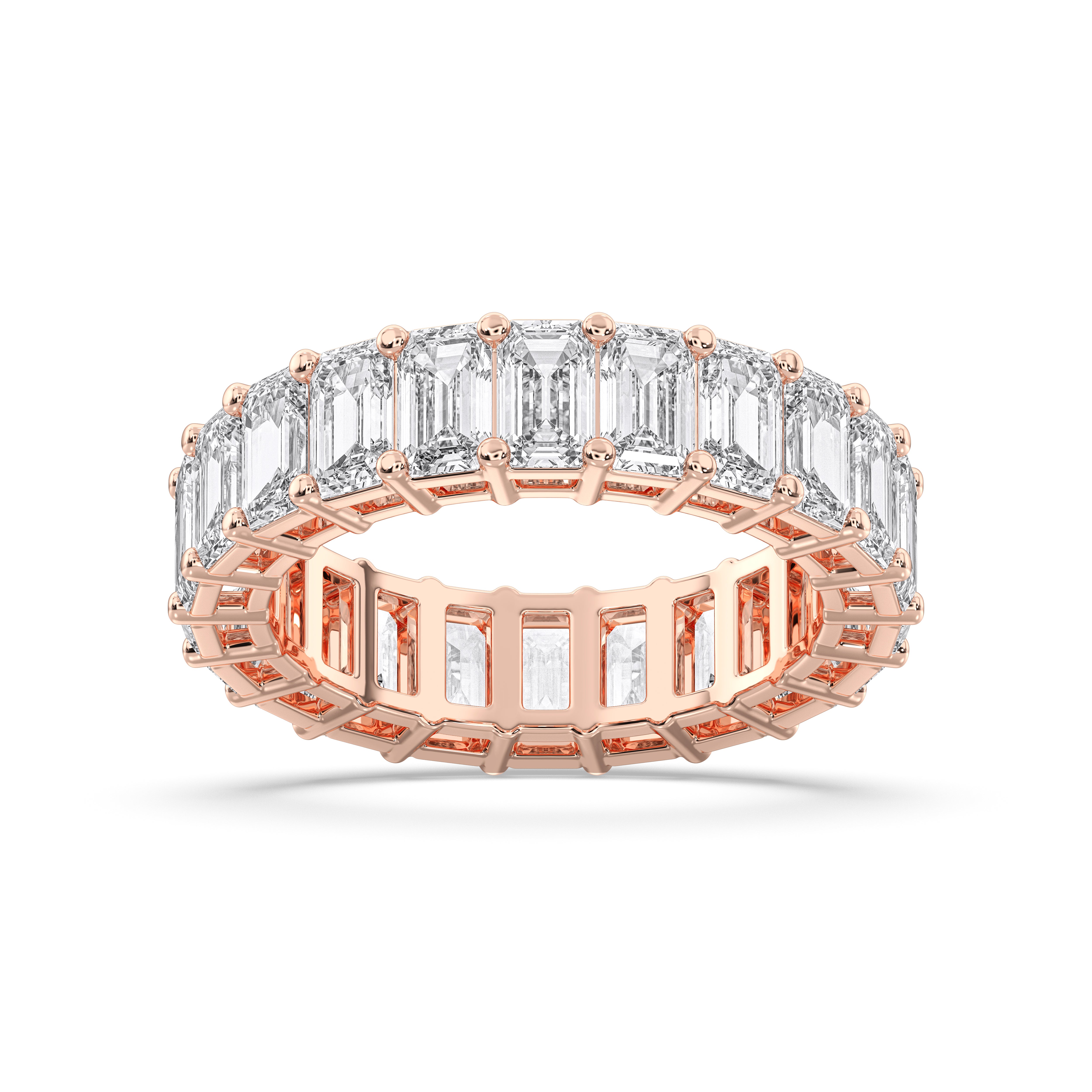 Emerald Cut 7 Carat Lab Grown Diamond Eternity Wedding Band in Solid Gold for Women