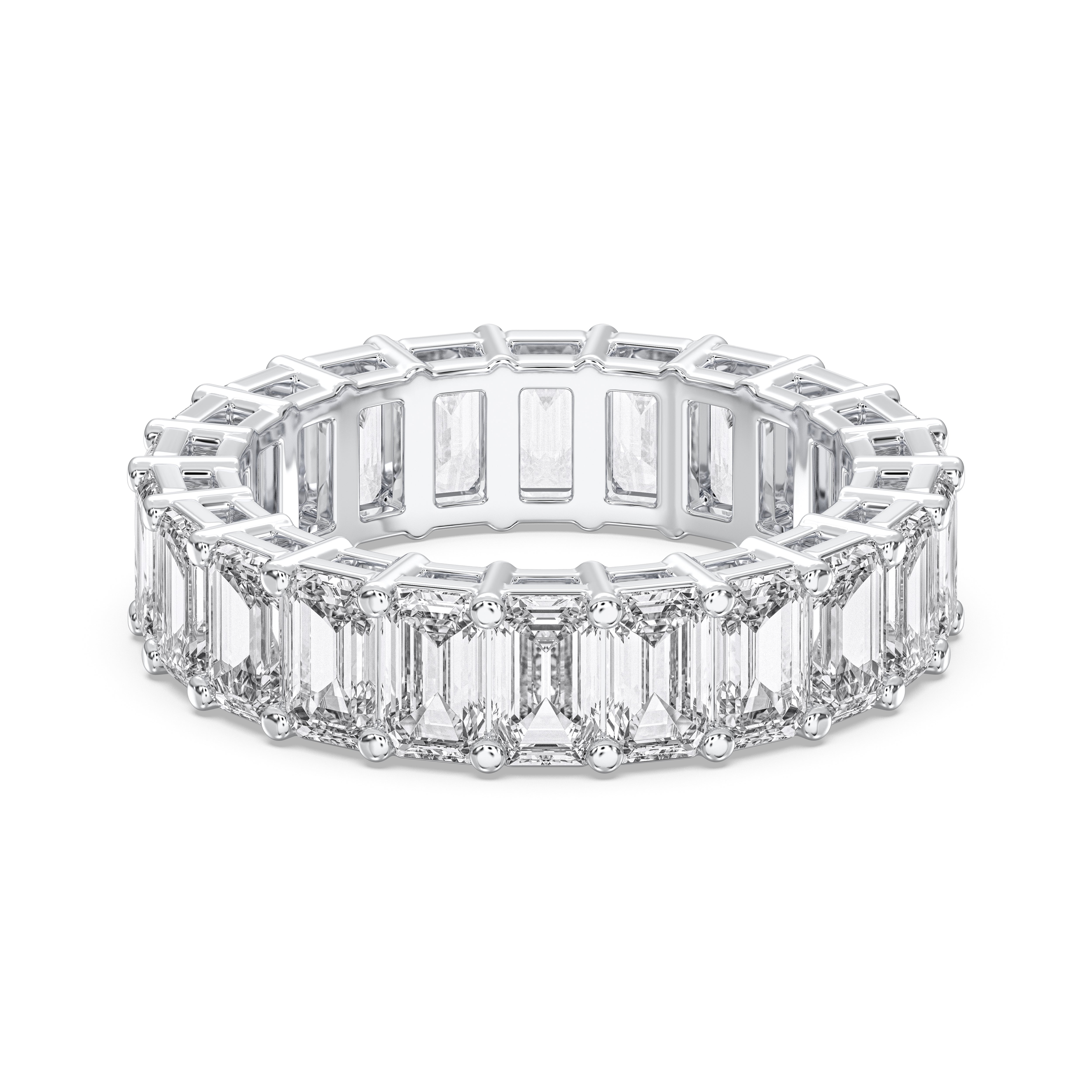 Emerald Cut 7 Carat Lab Grown Diamond Eternity Wedding Band in Solid Gold for Women