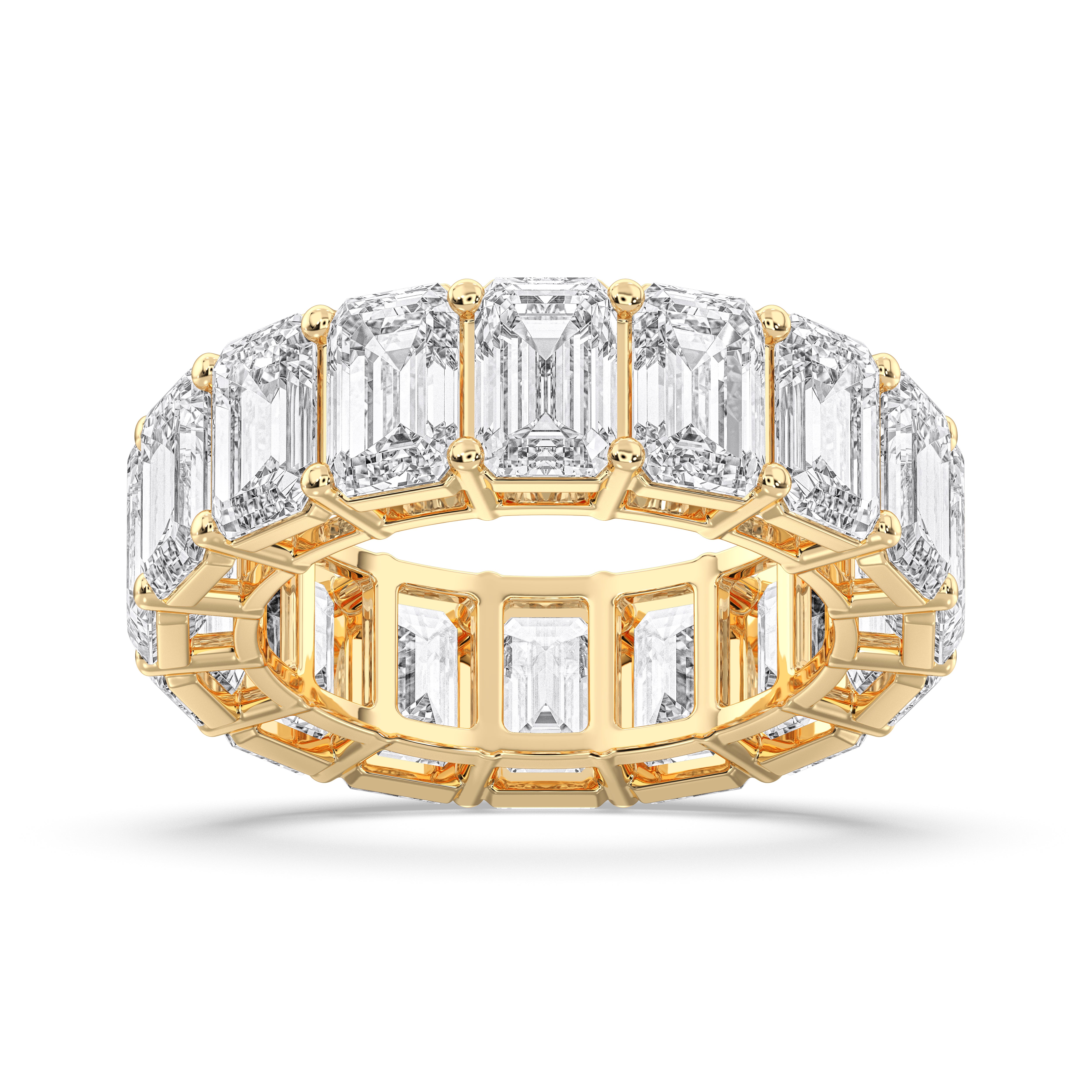 Emerald Cut 12 Carat Lab Grown Diamond Prong Set Wedding Band in Solid Gold for Women