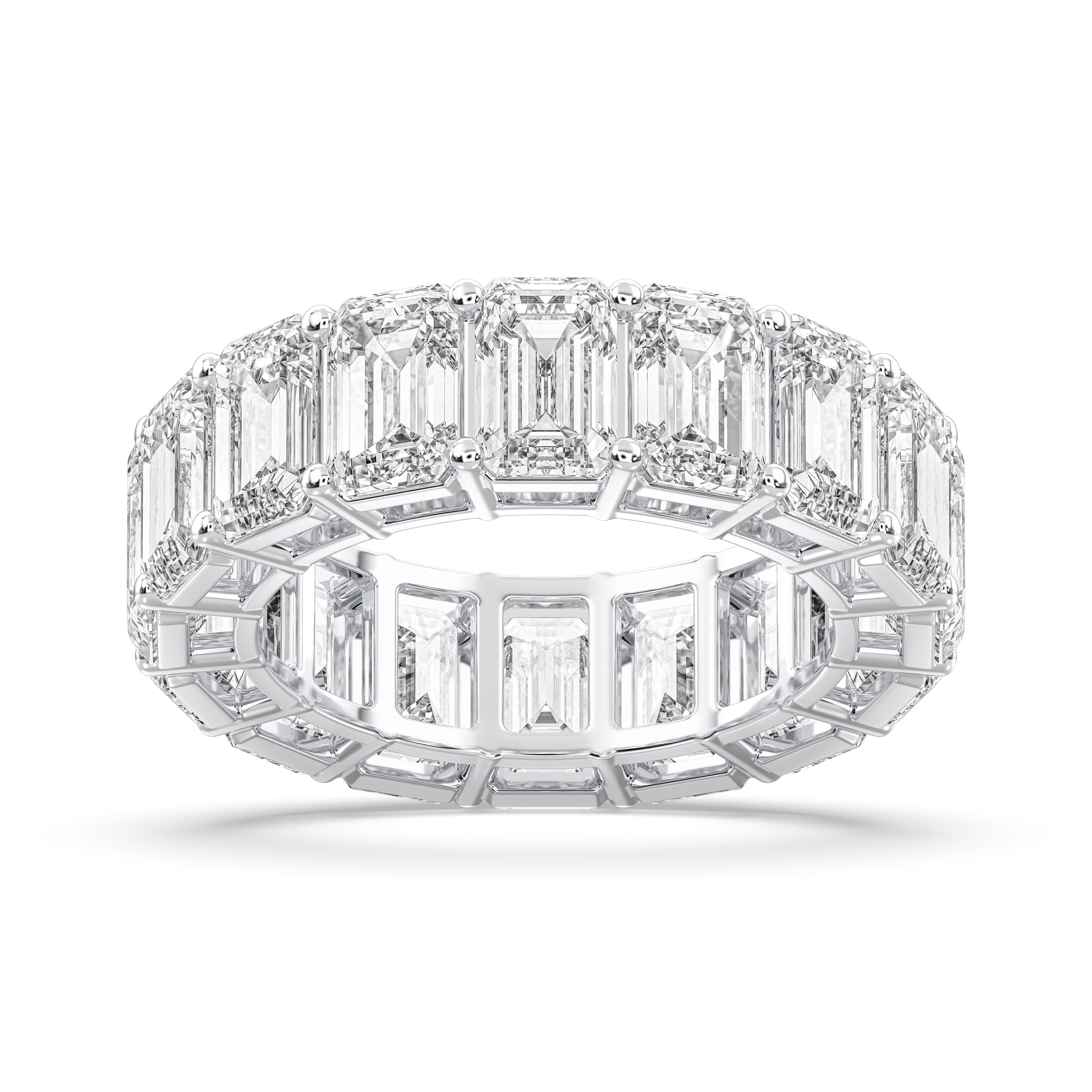 Emerald Cut 12 Carat Lab Grown Diamond Prong Set Wedding Band in Solid Gold for Women