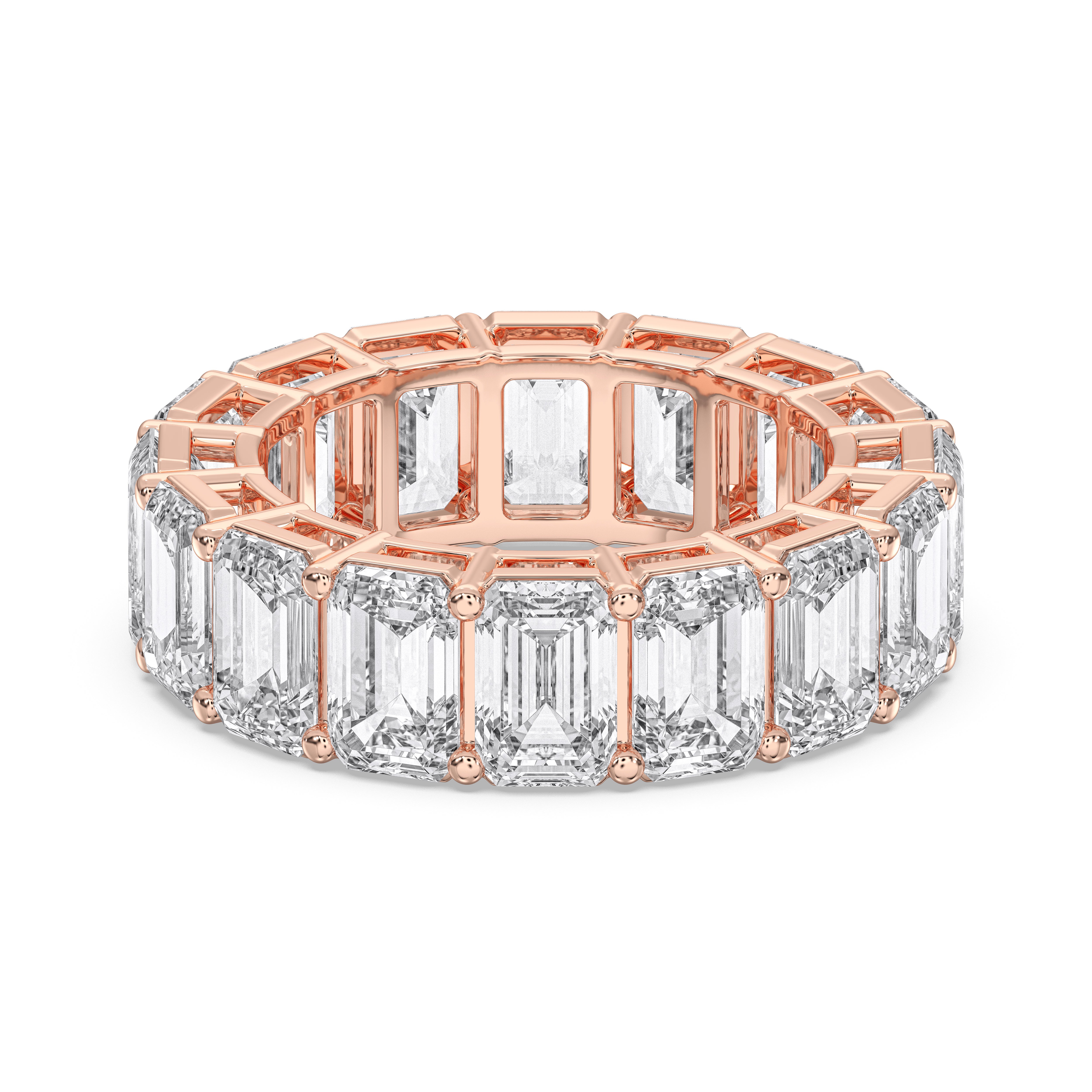 Emerald Cut 12 Carat Lab Grown Diamond Prong Set Wedding Band in Solid Gold for Women