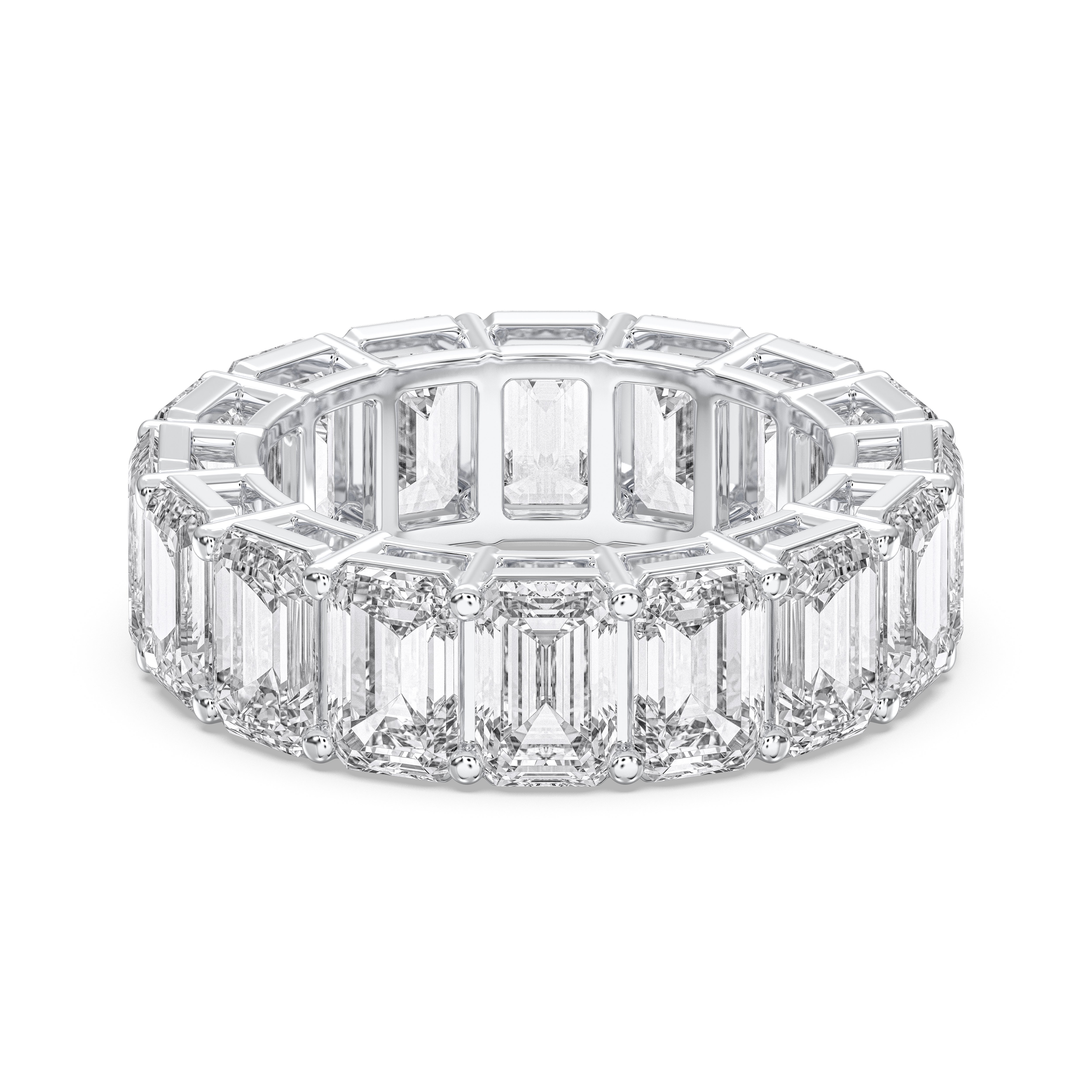 Emerald Cut 12 Carat Lab Grown Diamond Prong Set Wedding Band in Solid Gold for Women