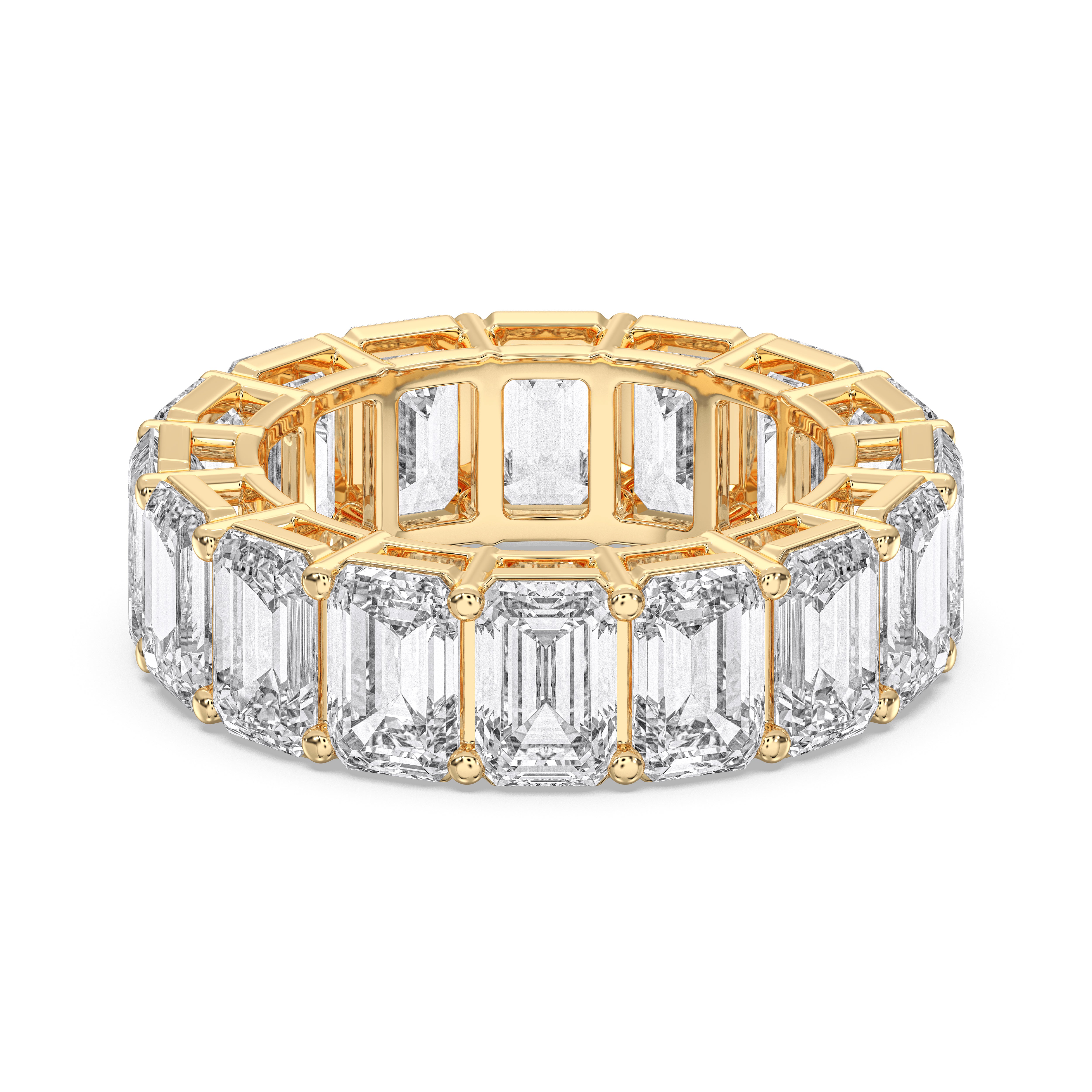 Emerald Cut 12 Carat Lab Grown Diamond Prong Set Wedding Band in Solid Gold for Women