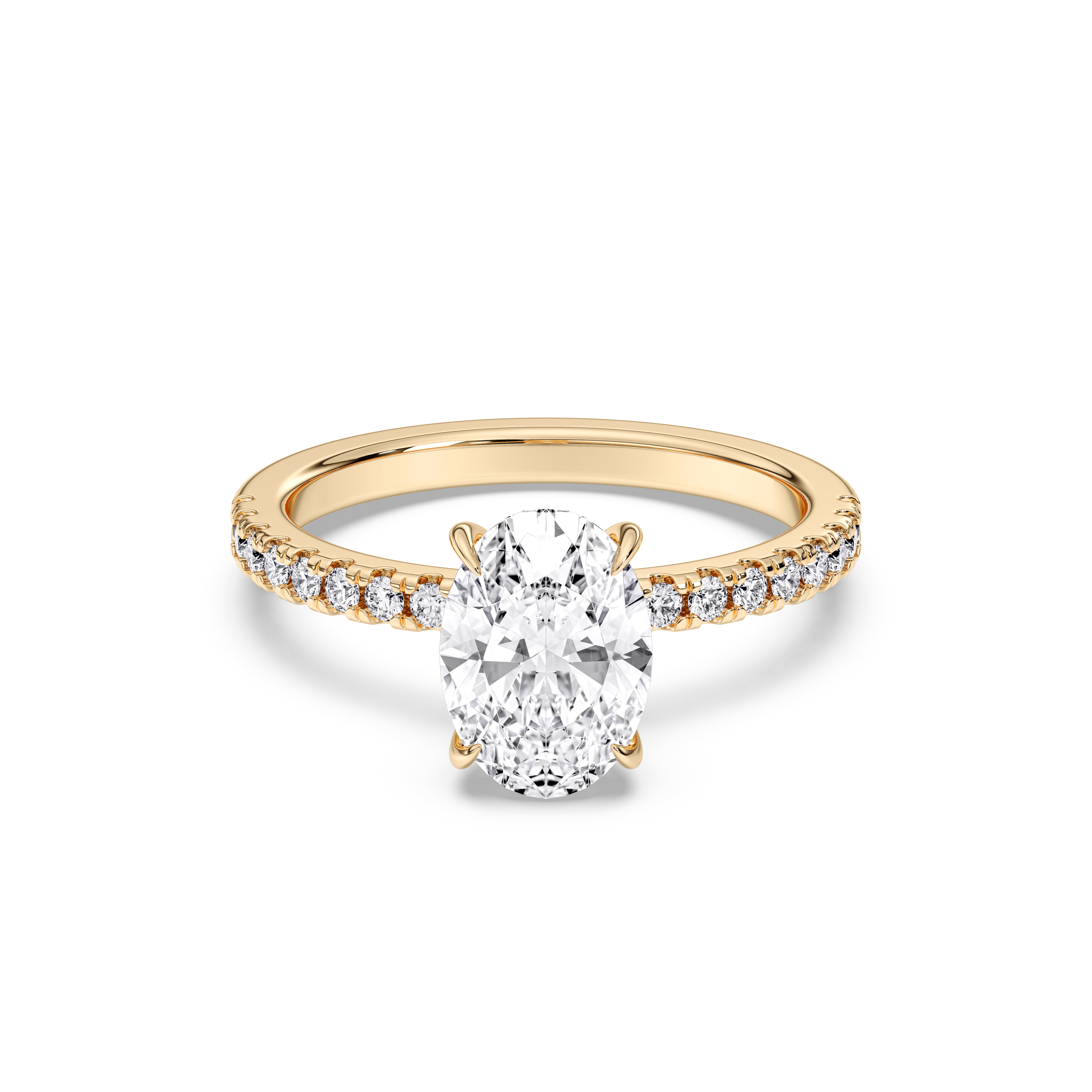 1.80 Carat Oval and Round Cut Lab Grown Diamond Solitaire Engagement Ring in Solid Gold for Her