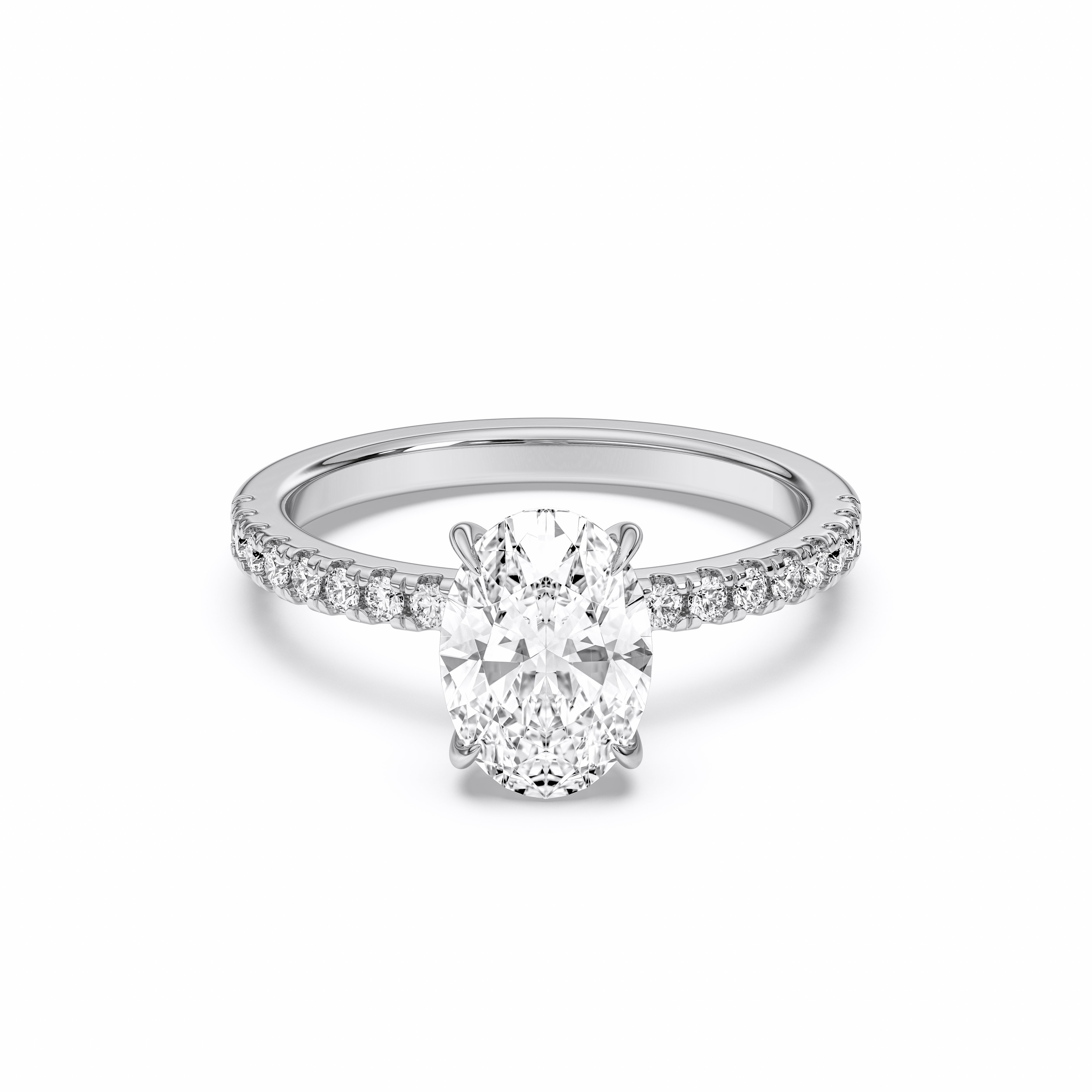 1.80 Carat Oval and Round Cut Lab Grown Diamond Solitaire Engagement Ring in Solid Gold for Her