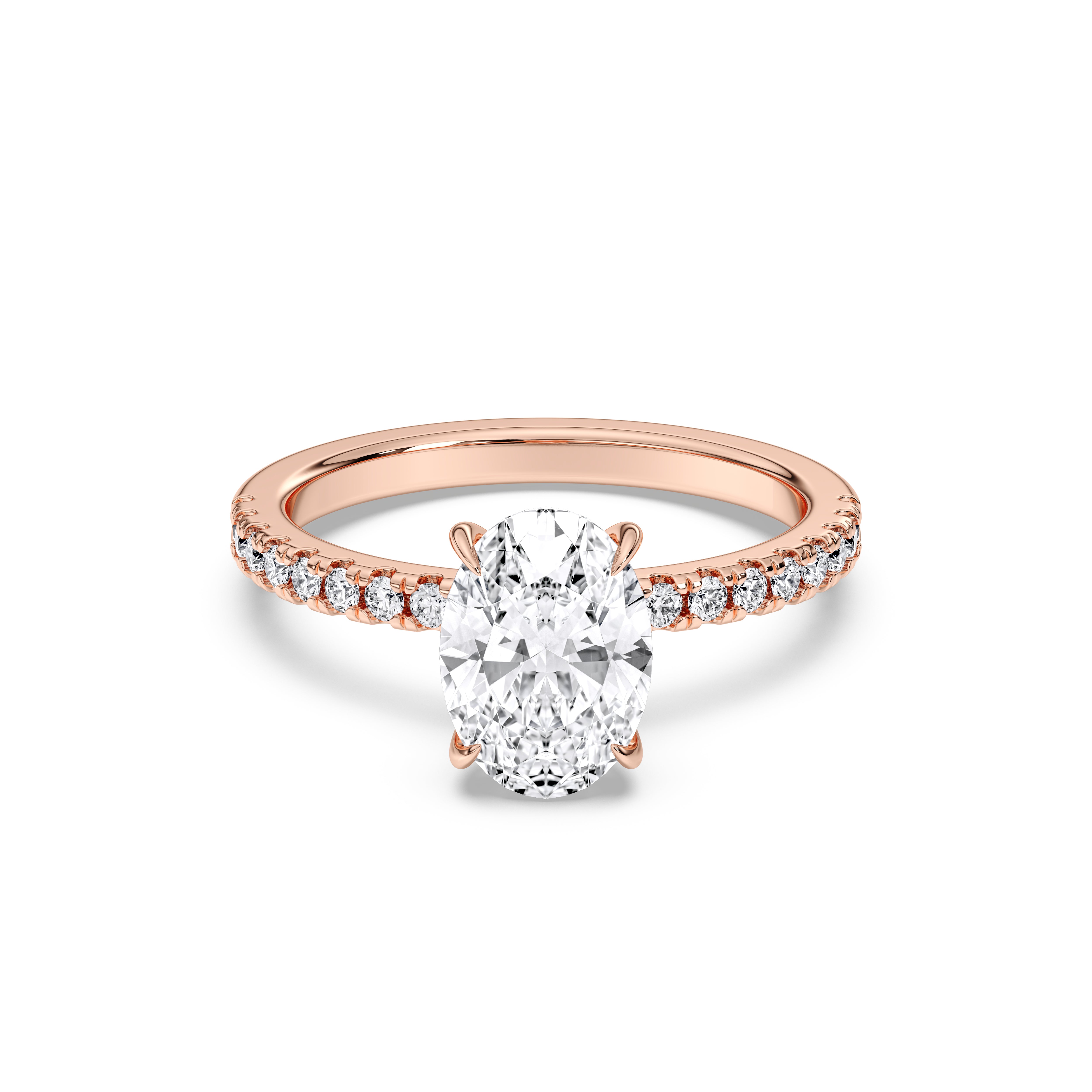 1.80 Carat Oval and Round Cut Lab Grown Diamond Solitaire Engagement Ring in Solid Gold for Her