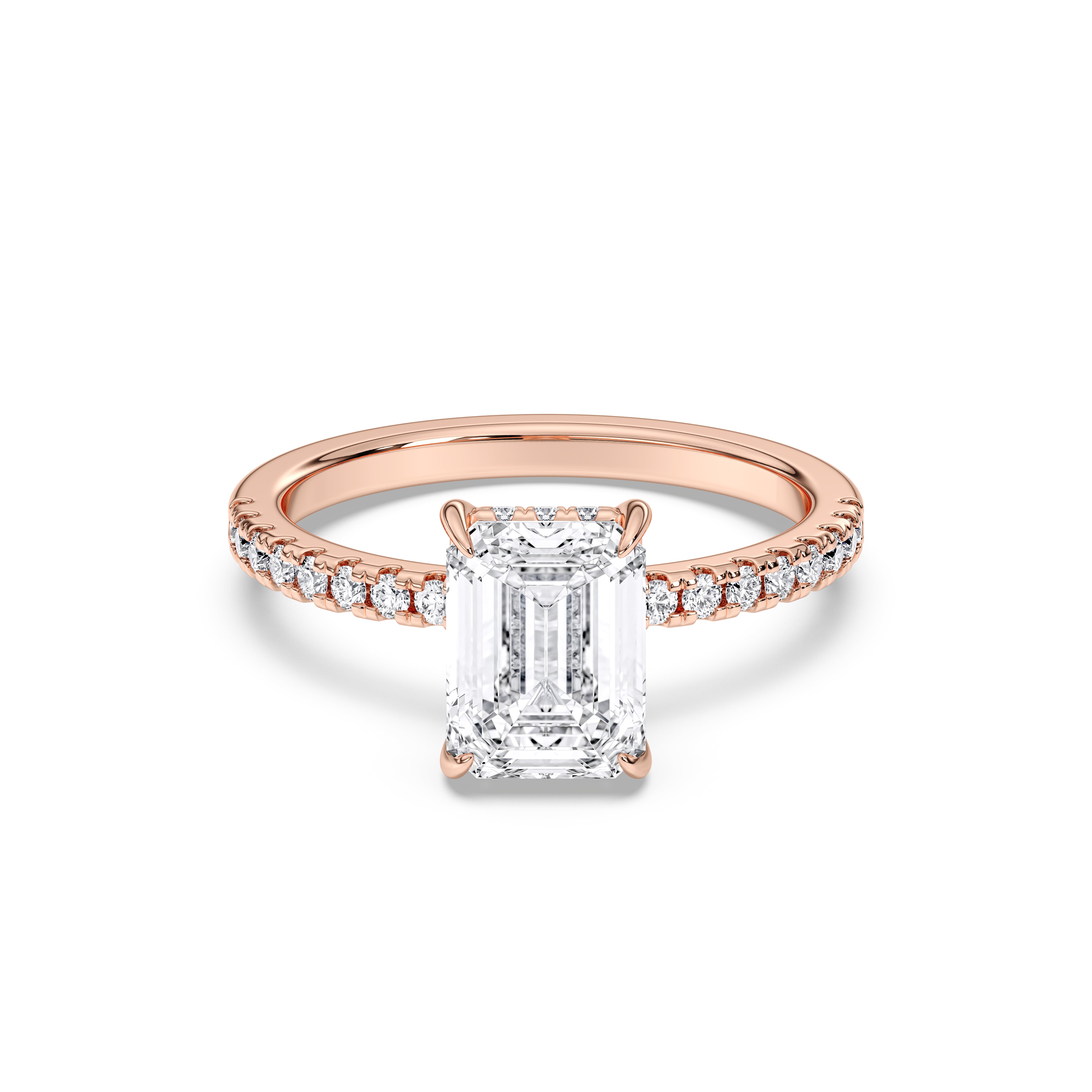 2.31 Carat Emerald & Round Lab Grown Diamond Solitaire Engagement Ring in Solid Gold