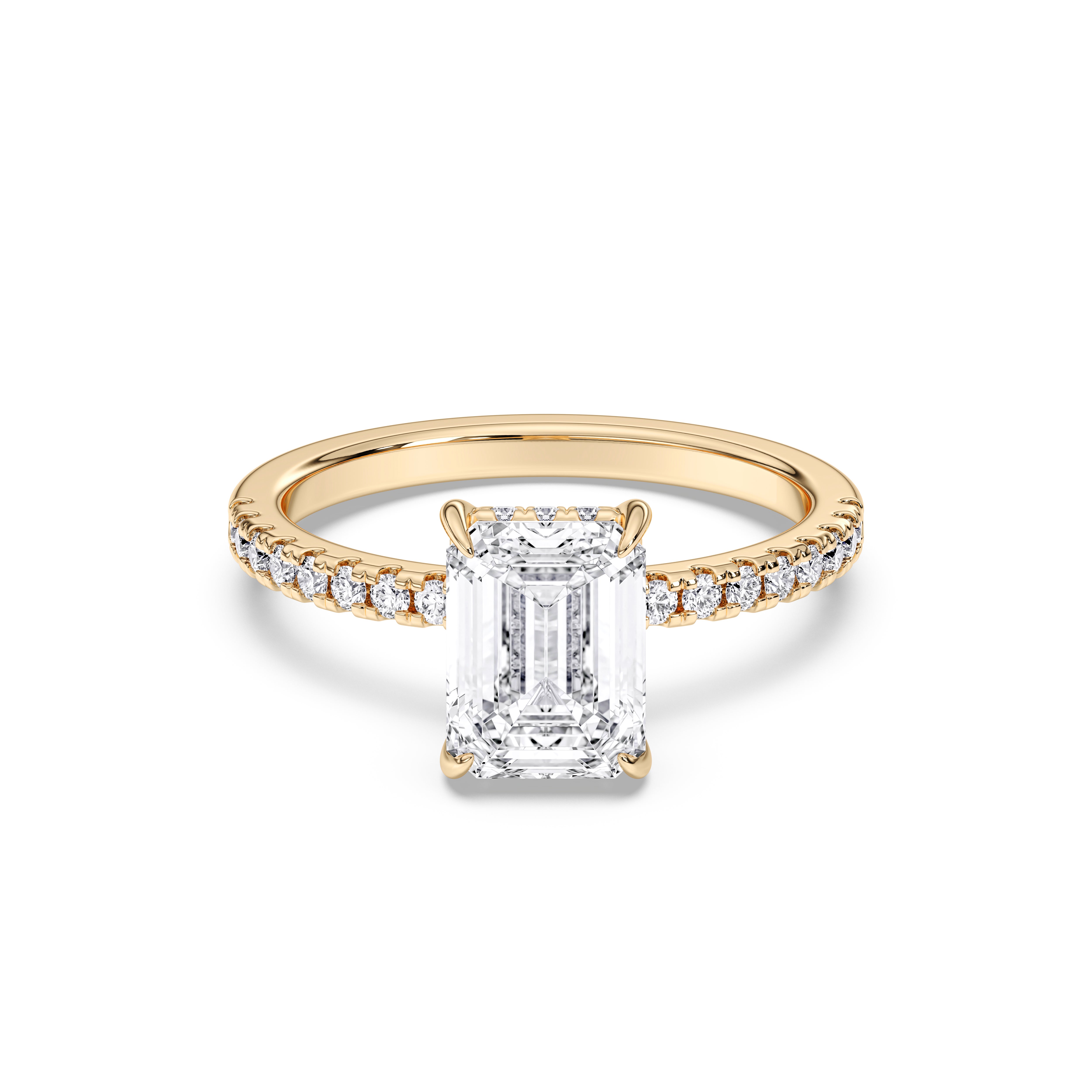 2.31 Carat Emerald & Round Lab Grown Diamond Solitaire Engagement Ring in Solid Gold