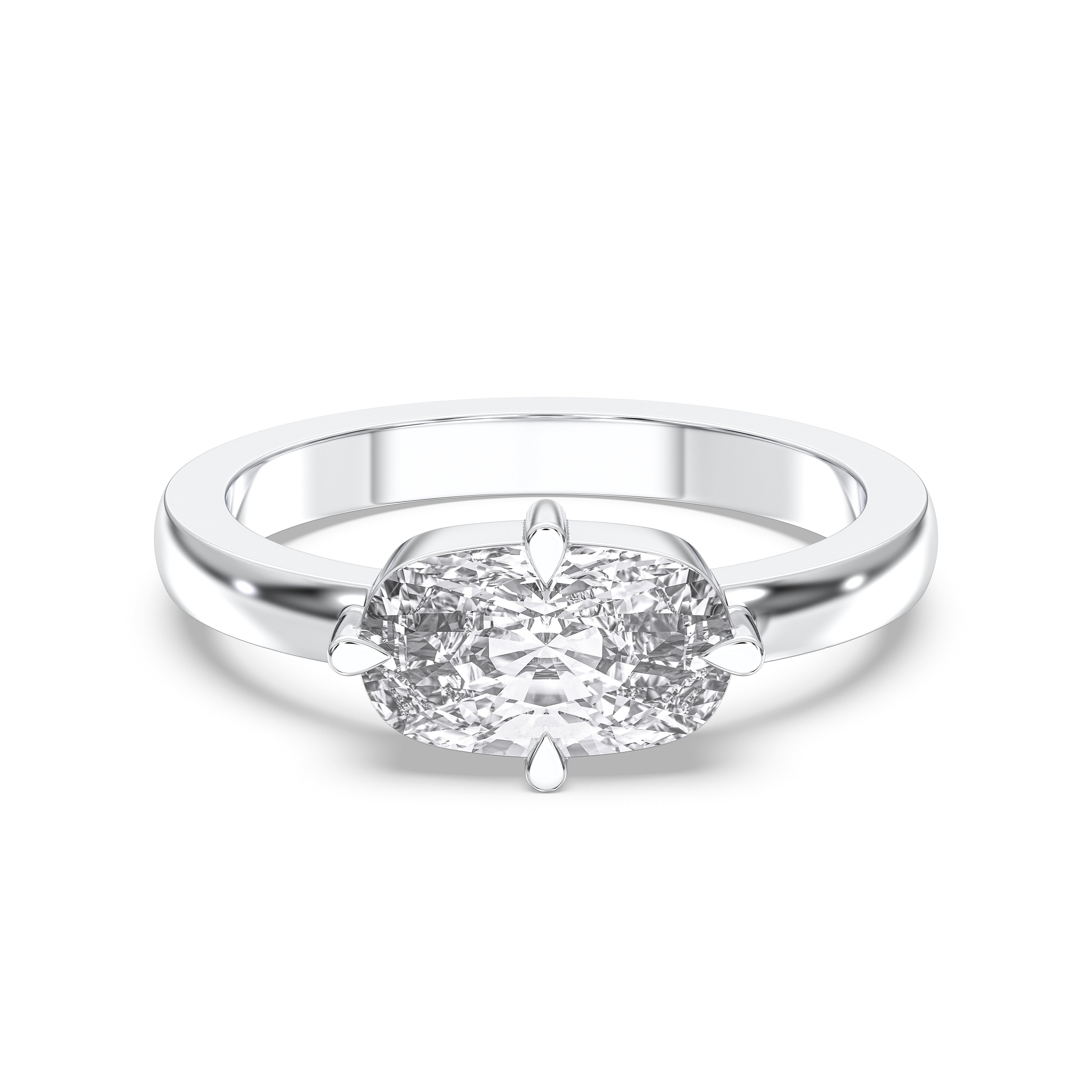 2.45 Carat Cushion Shape Lab Grown Diamond Prong Set Solitaire Ring in Solid Gold For Women