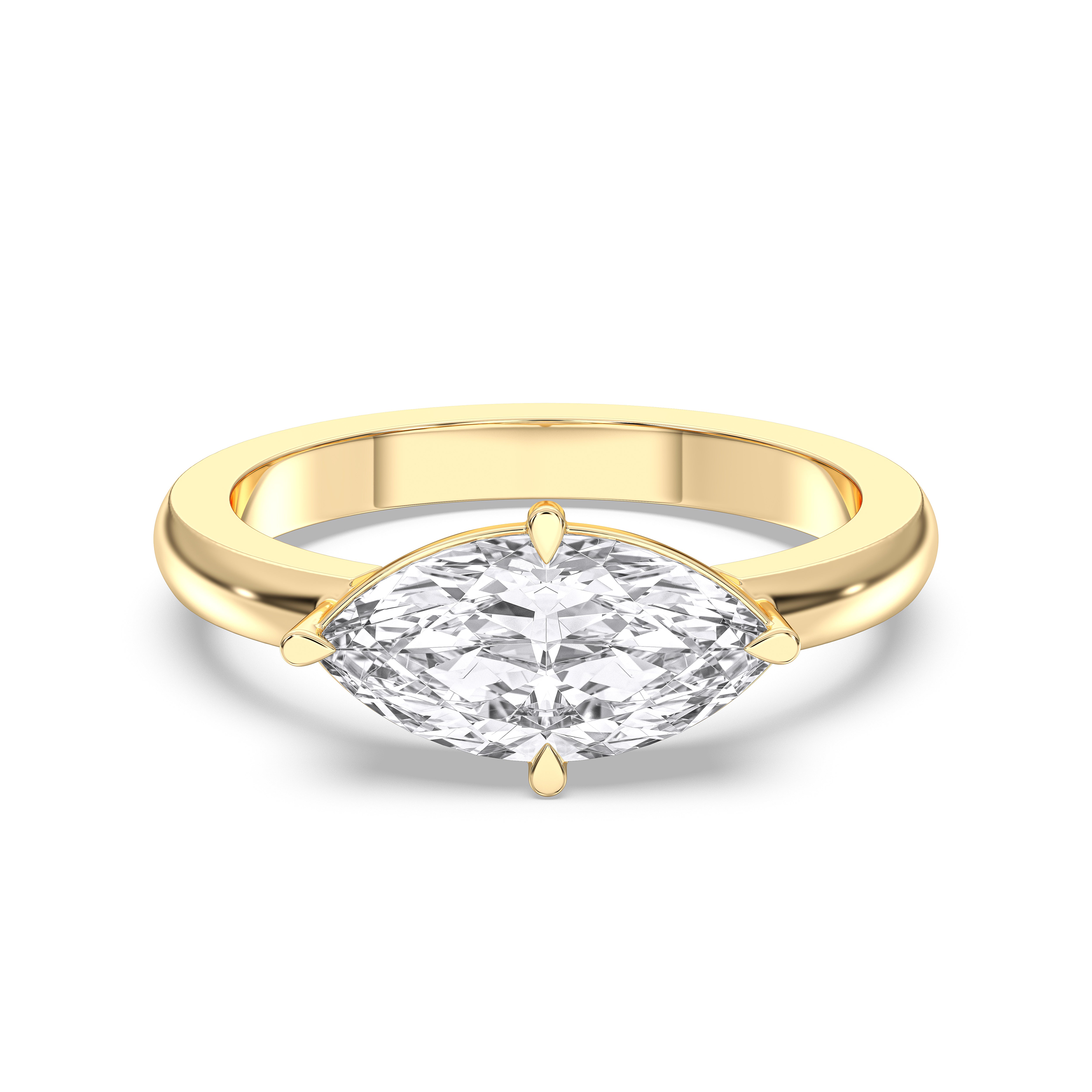 1.80 Carat Marquise Lab Grown Diamond Prong Set Solitaire Ring in Solid Gold for Her
