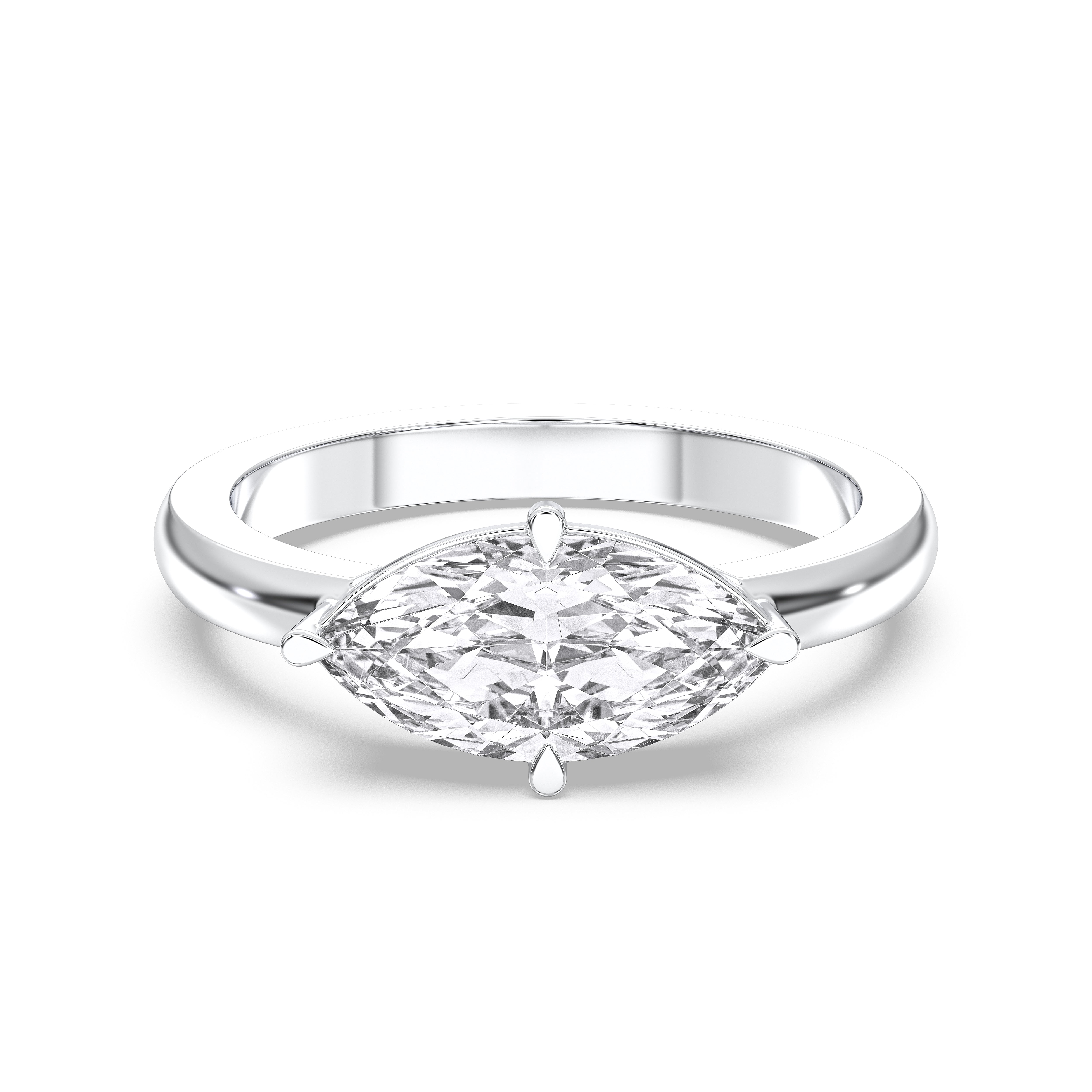 1.80 Carat Marquise Lab Grown Diamond Prong Set Solitaire Ring in Solid Gold for Her