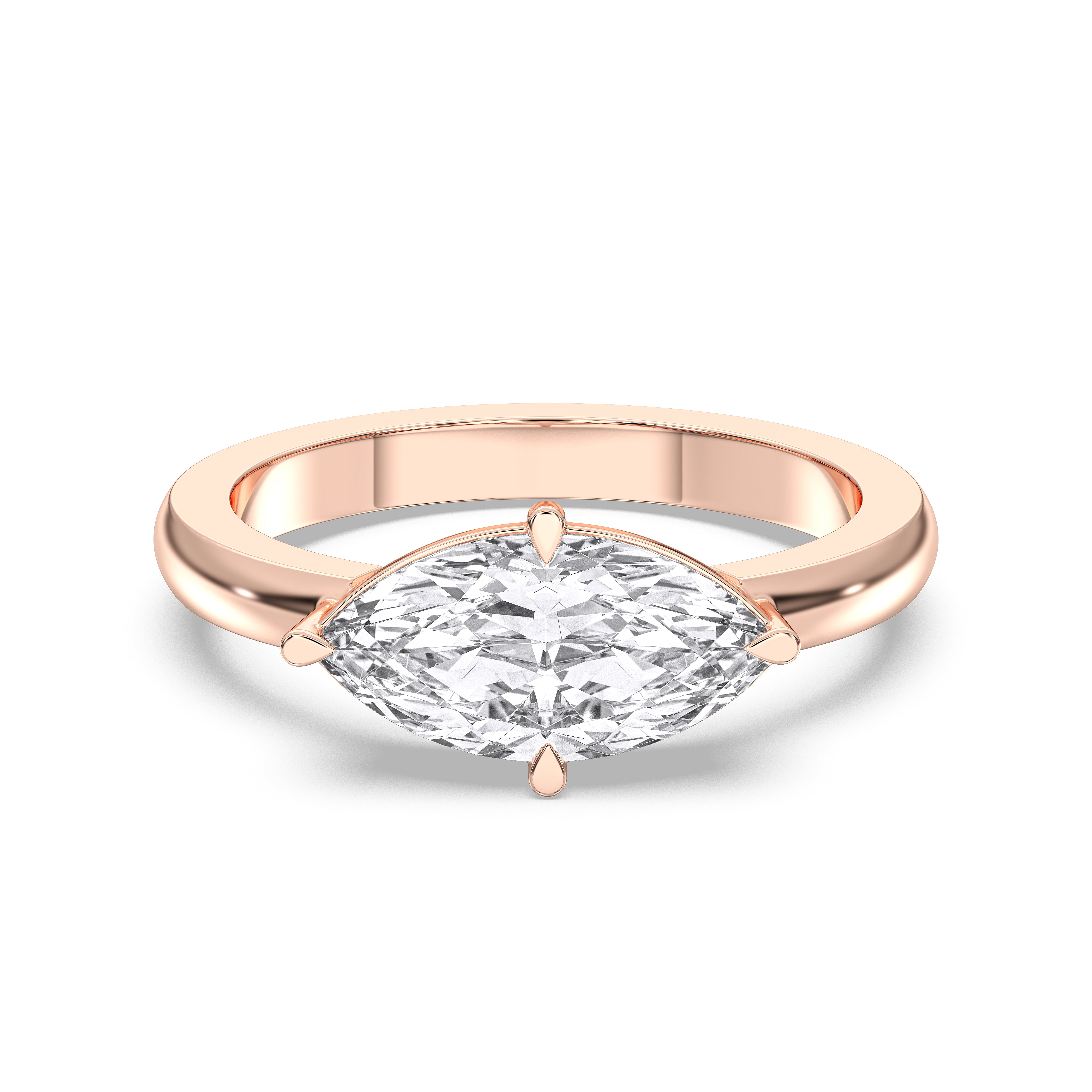 1.80 Carat Marquise Lab Grown Diamond Prong Set Solitaire Ring in Solid Gold for Her