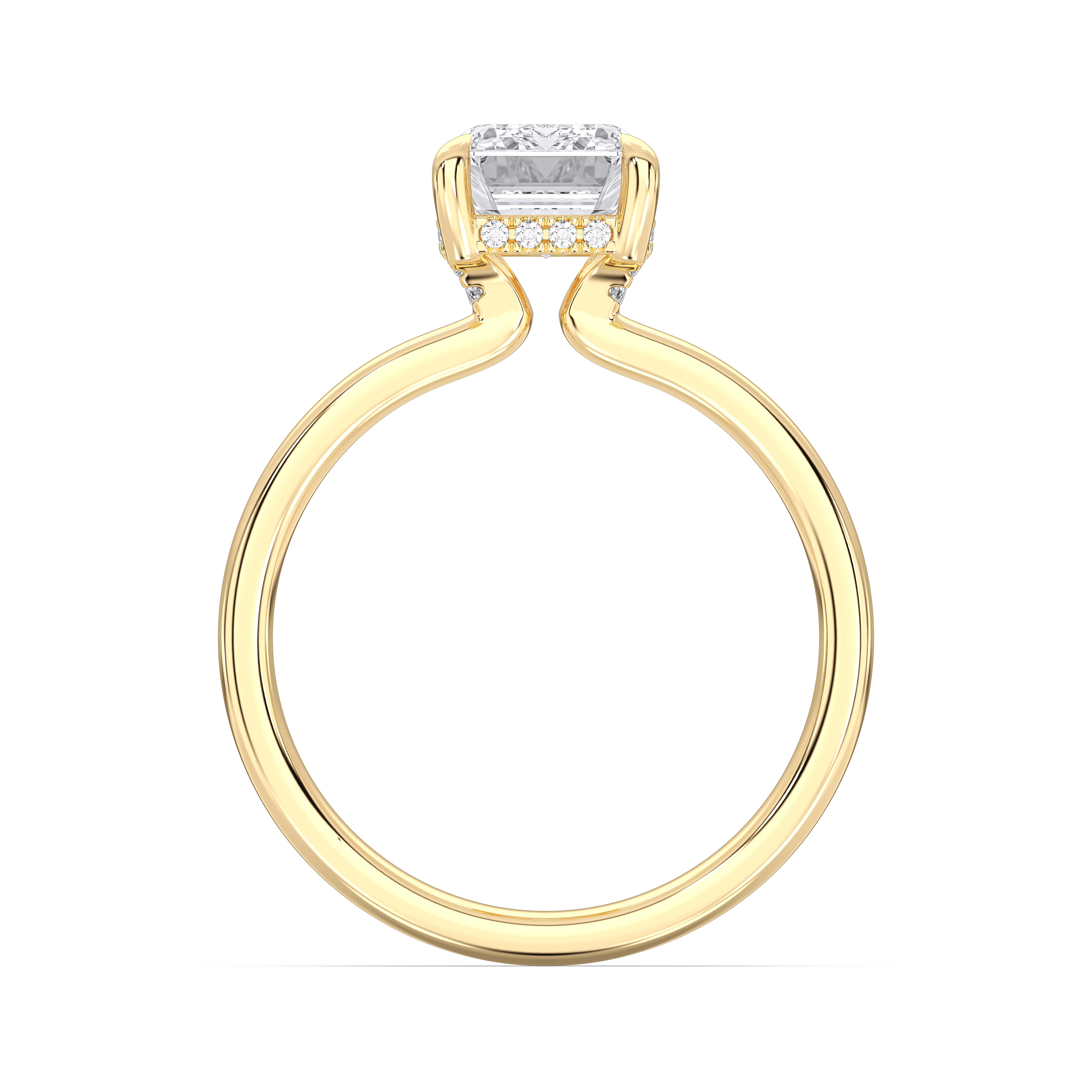 Emerald & Round Shape 3 Carat Lab Grown Diamond Prong Set Solitaire Ring in Solid Gold for Her