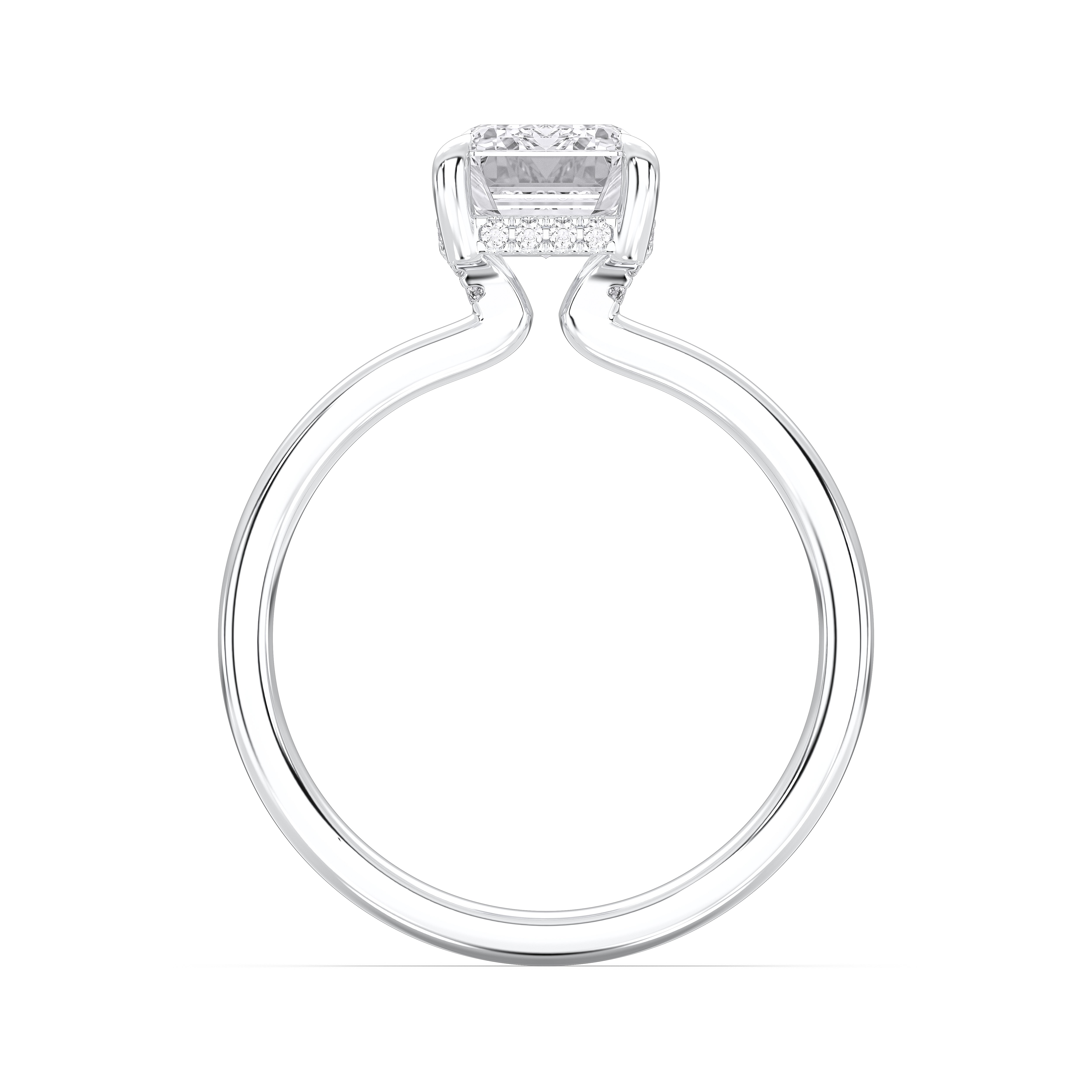Emerald & Round Shape 3 Carat Lab Grown Diamond Prong Set Solitaire Ring in Solid Gold for Her