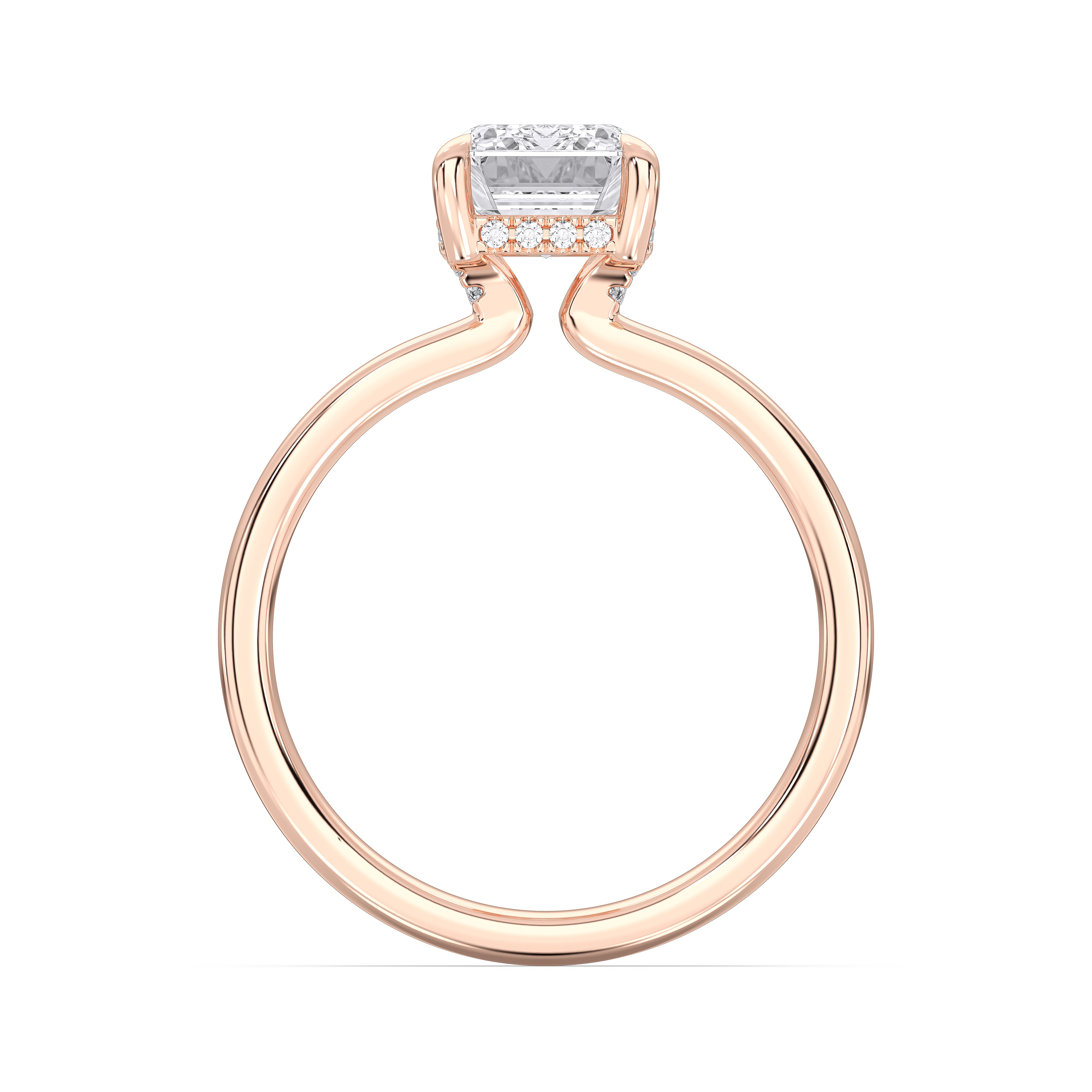 Emerald & Round Shape 3 Carat Lab Grown Diamond Prong Set Solitaire Ring in Solid Gold for Her