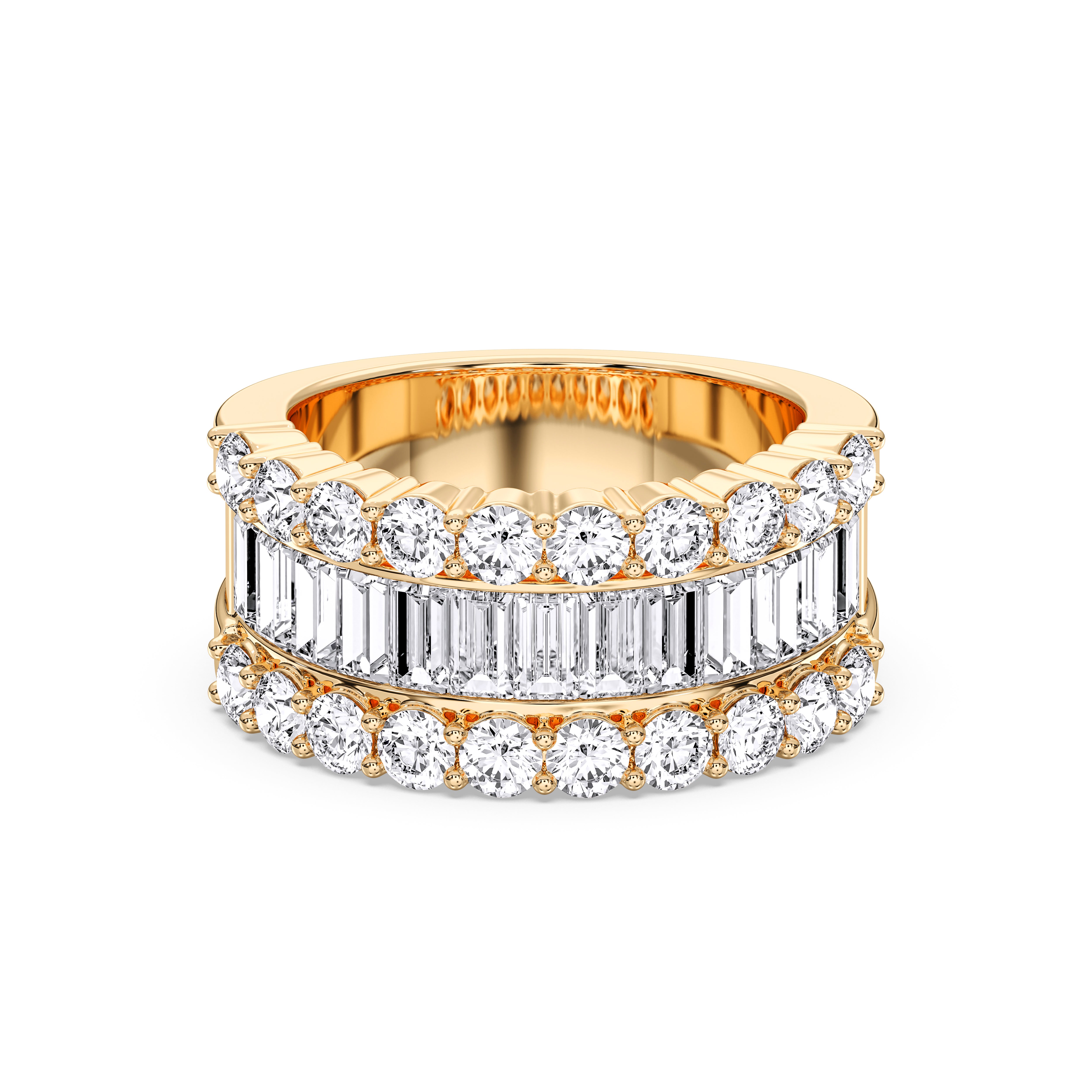 Baguette & Round Shape 3.00 Carat Lab Grown Diamond luxurious  Wedding Band in Solid Gold For Her