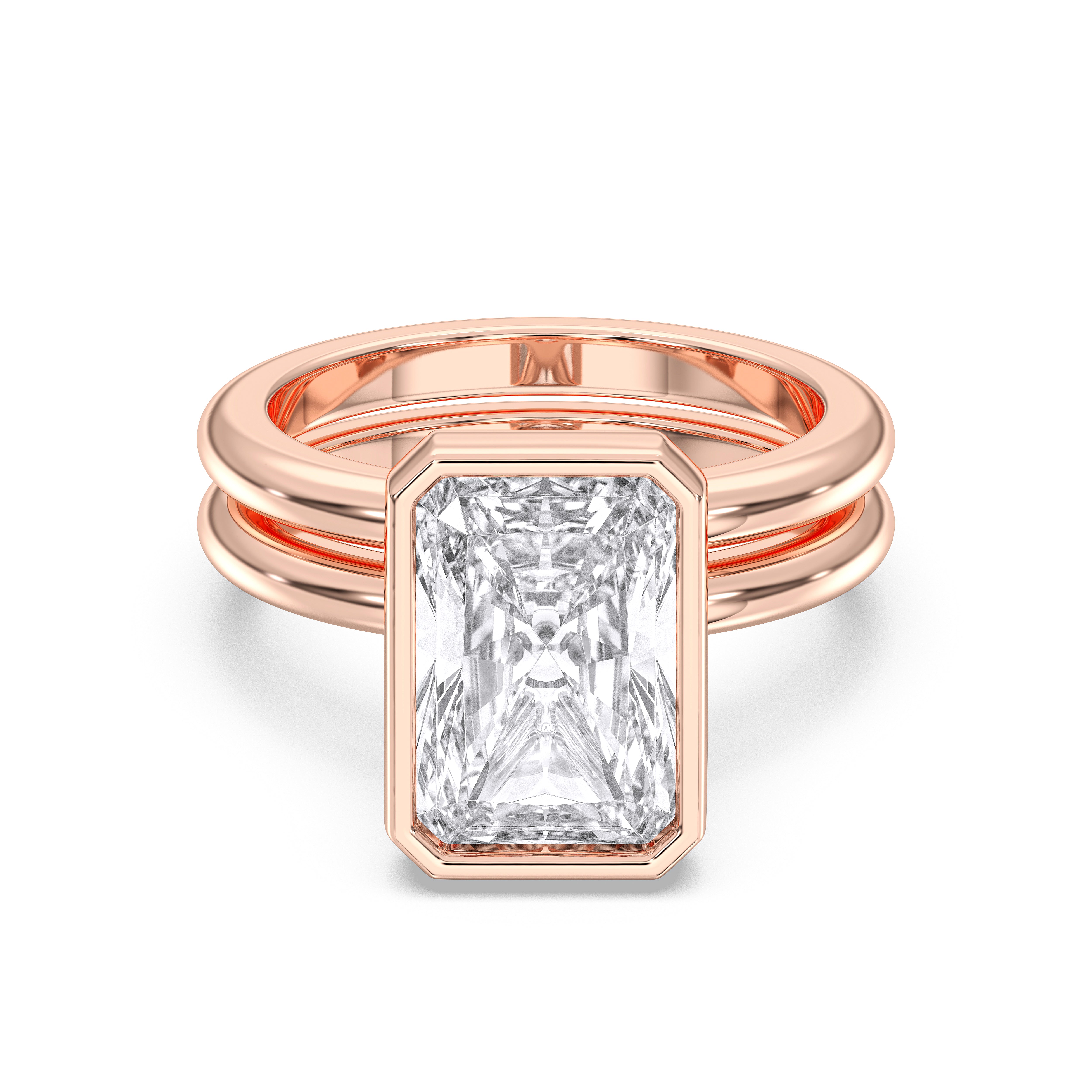 4.68 Carat Oval Cut Lab Grown Diamond Bezel Set Solitaire Ring in Solid Gold For Her