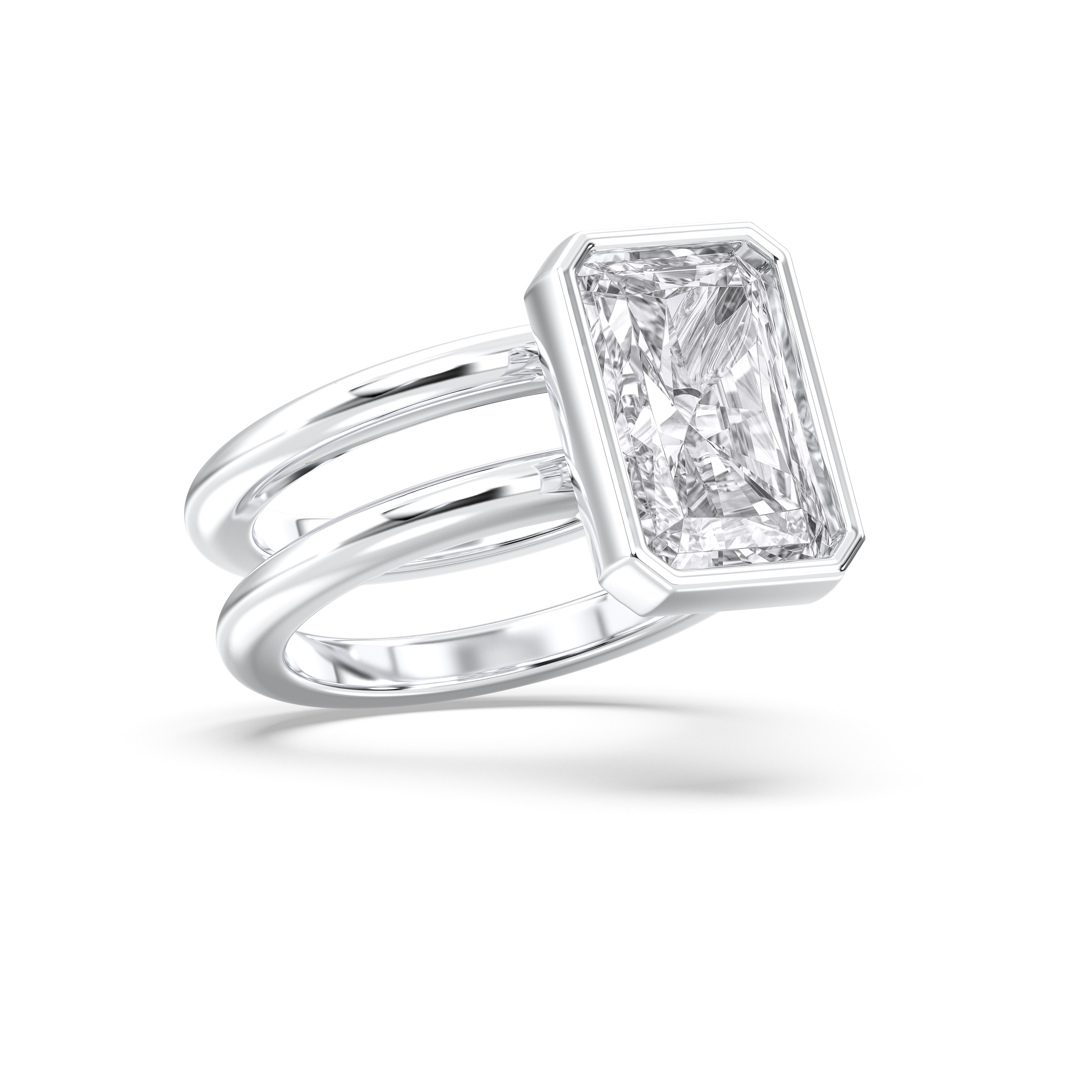 4.68 Carat Oval Cut Lab Grown Diamond Bezel Set Solitaire Ring in Solid Gold For Her