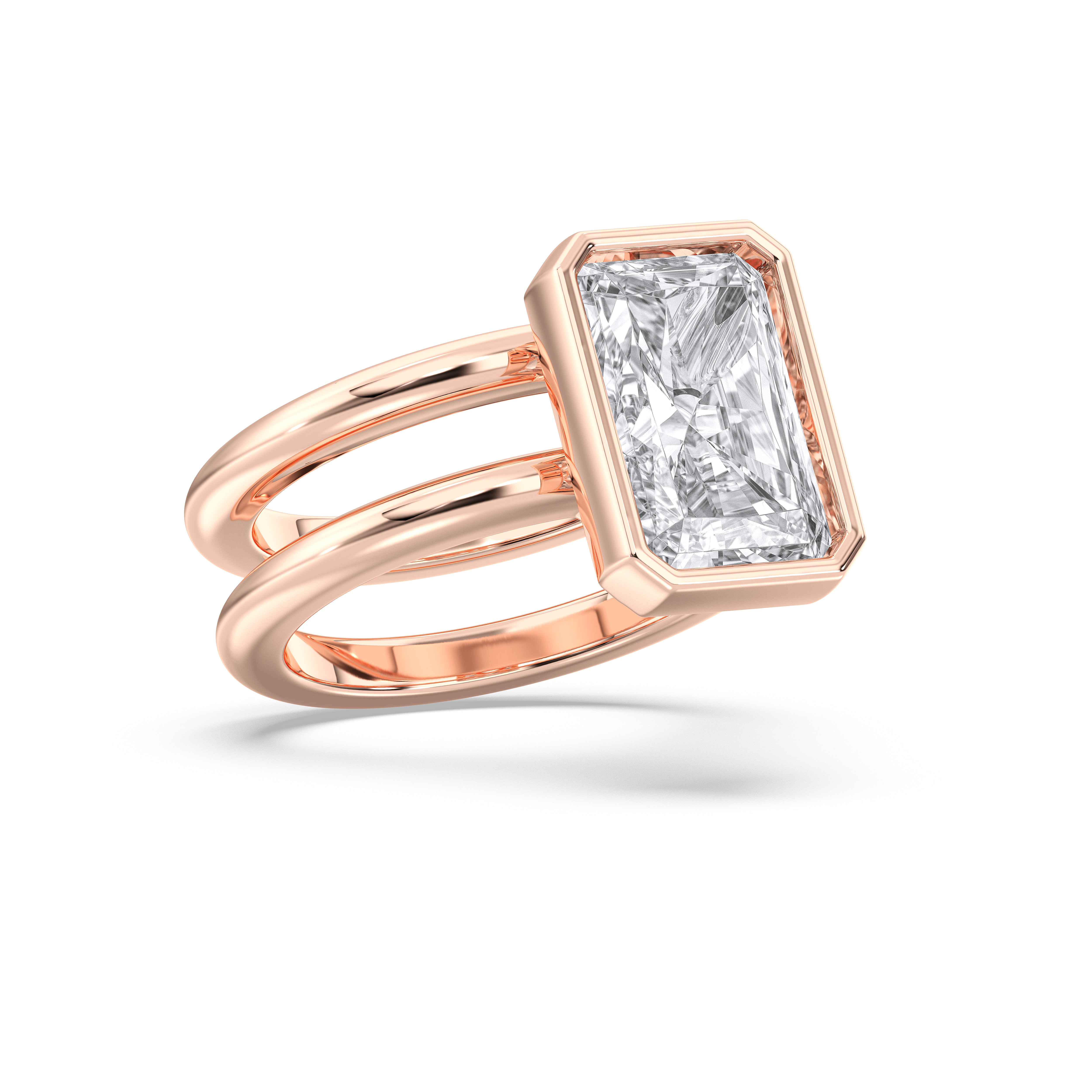 4.68 Carat Oval Cut Lab Grown Diamond Bezel Set Solitaire Ring in Solid Gold For Her