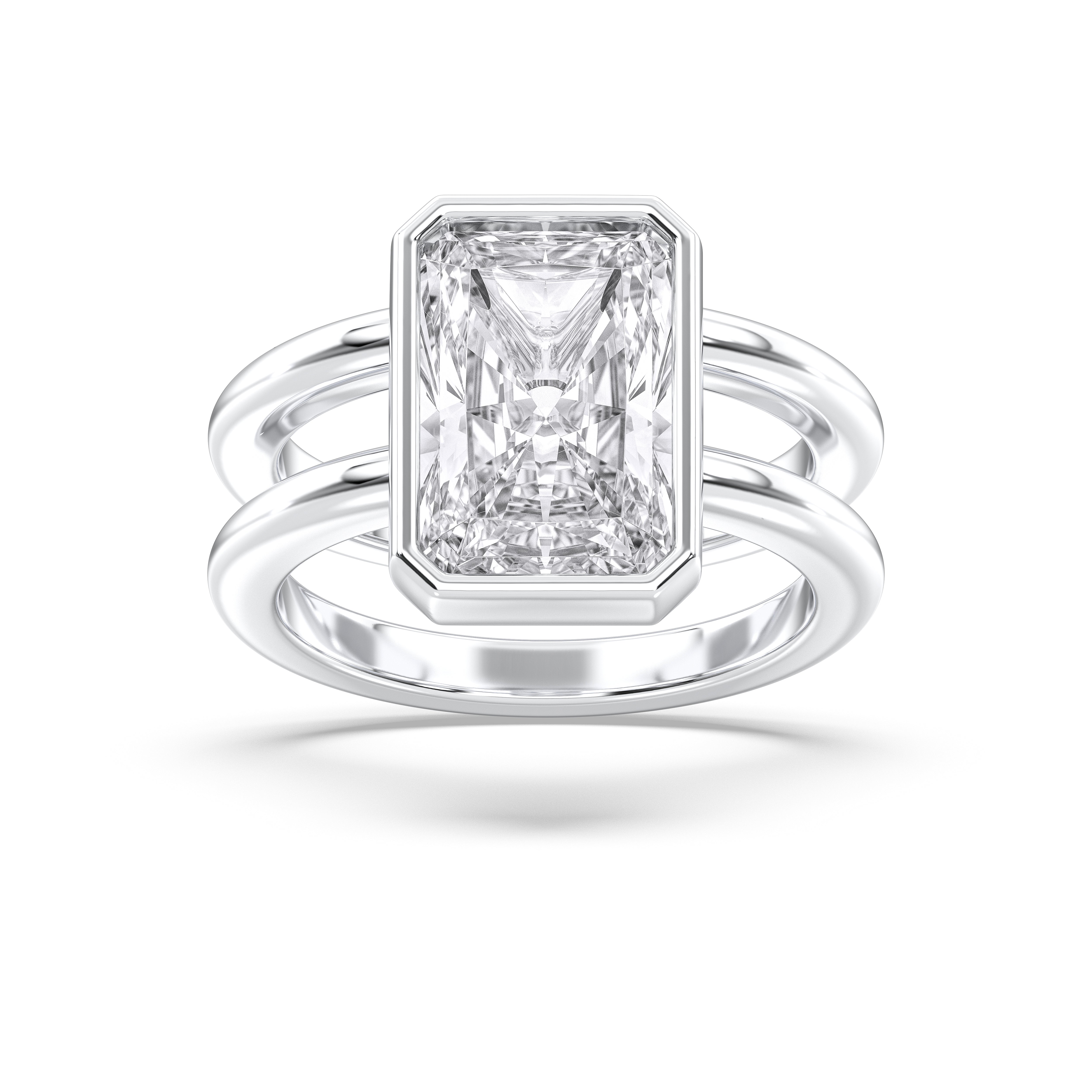 4.68 Carat Oval Cut Lab Grown Diamond Bezel Set Solitaire Ring in Solid Gold For Her