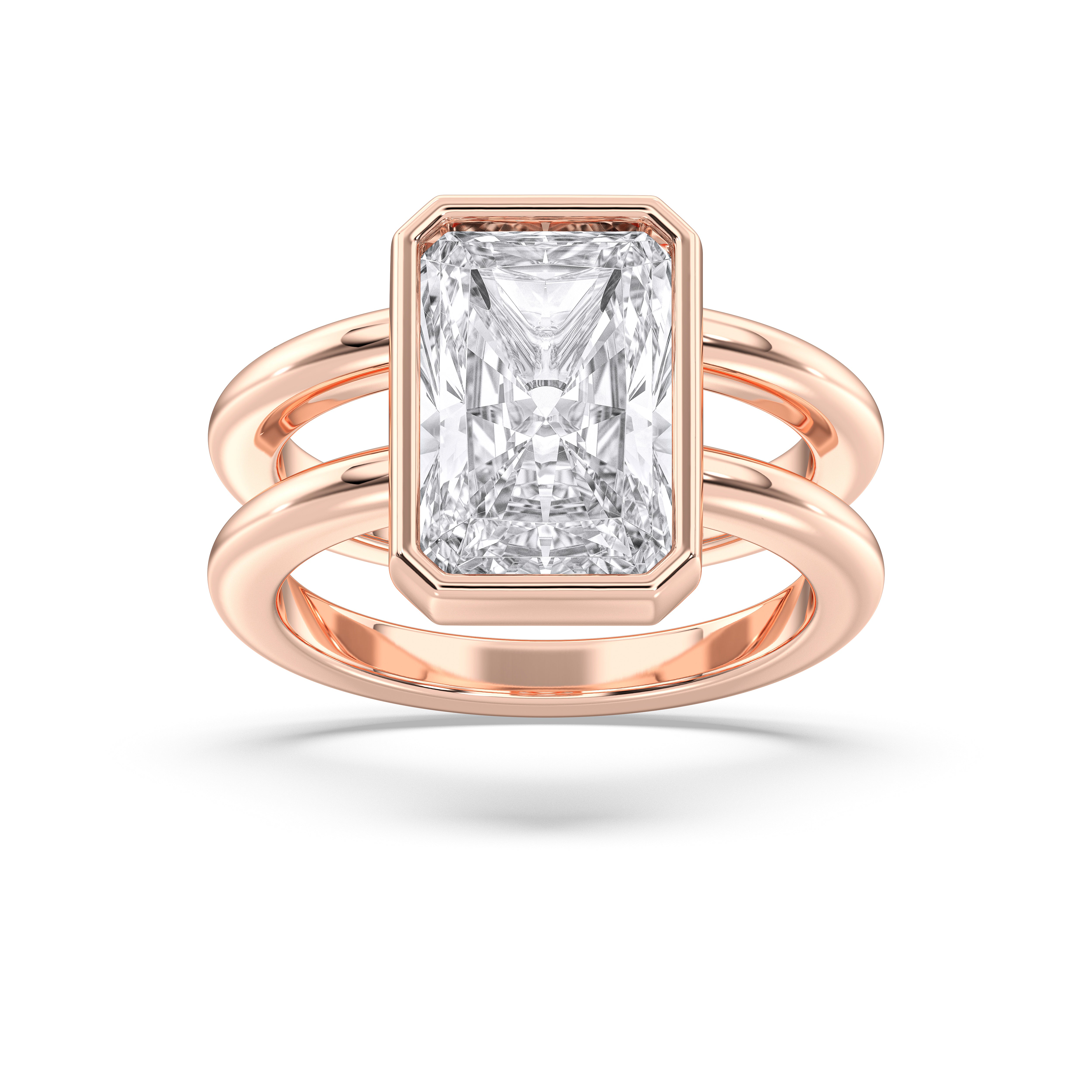 4.68 Carat Oval Cut Lab Grown Diamond Bezel Set Solitaire Ring in Solid Gold For Her