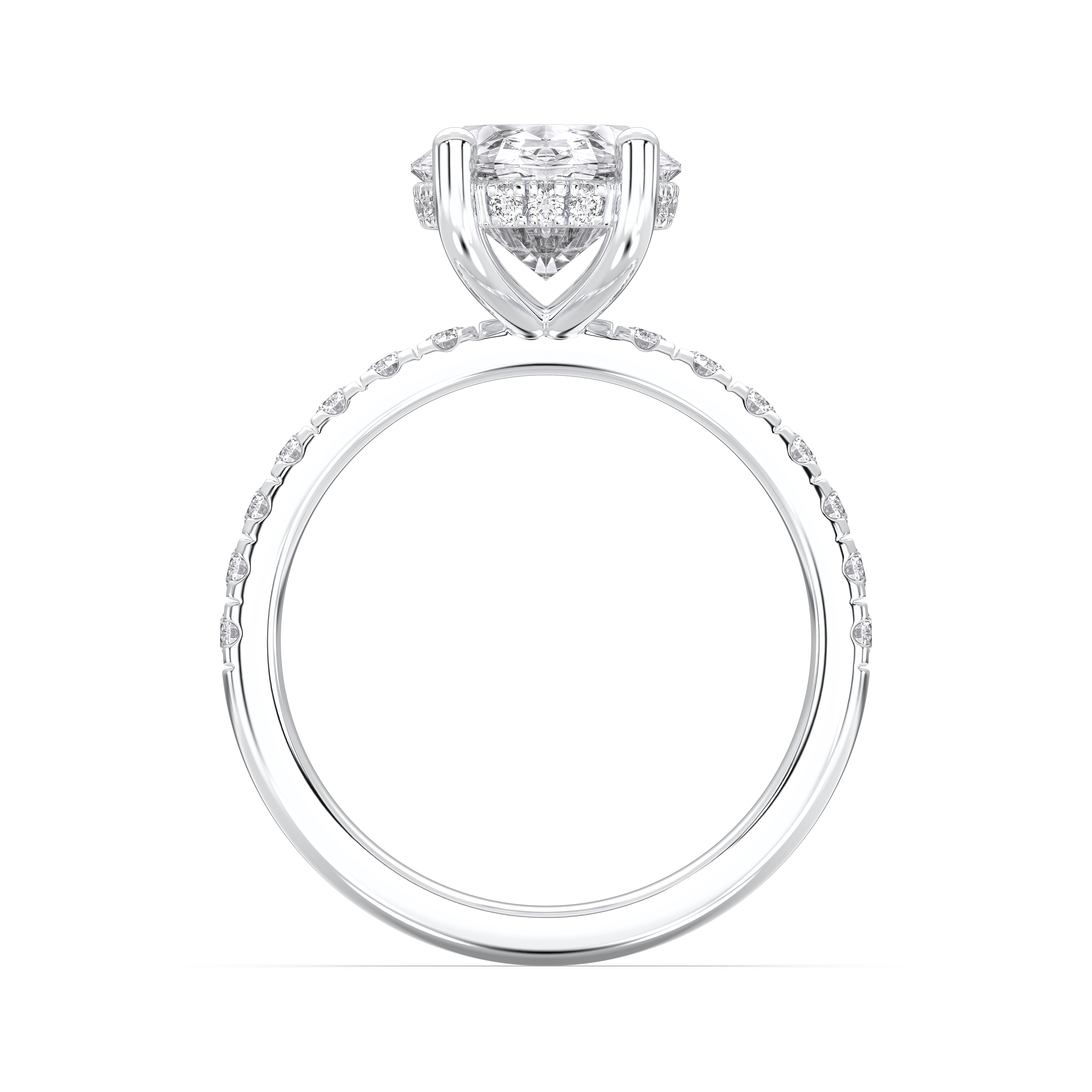 4.62 Carat Oval & Round Cut Lab Grown Diamond Solitaire Engagement Ring In Solid Gold