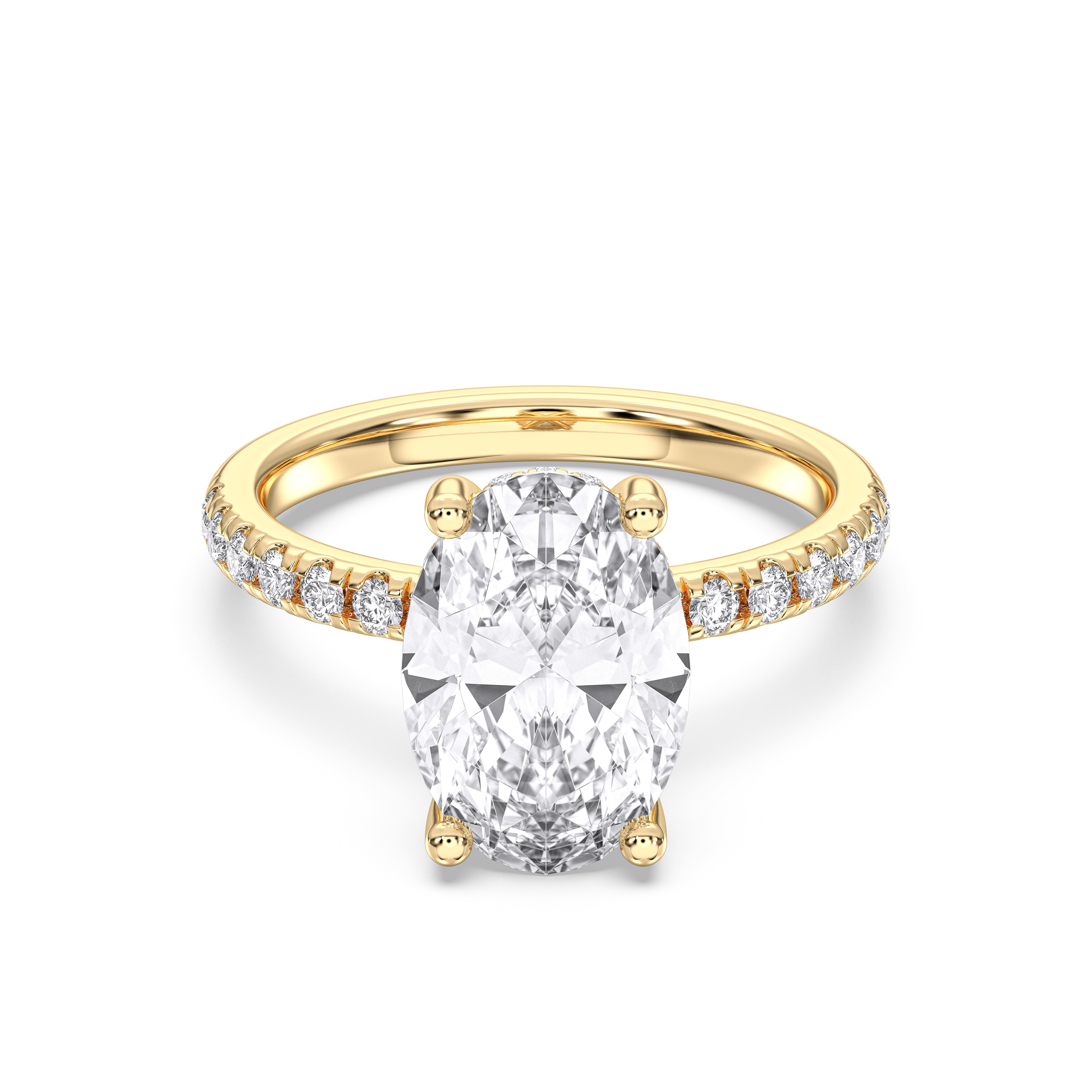 4.62 Carat Oval & Round Cut Lab Grown Diamond Solitaire Engagement Ring In Solid Gold