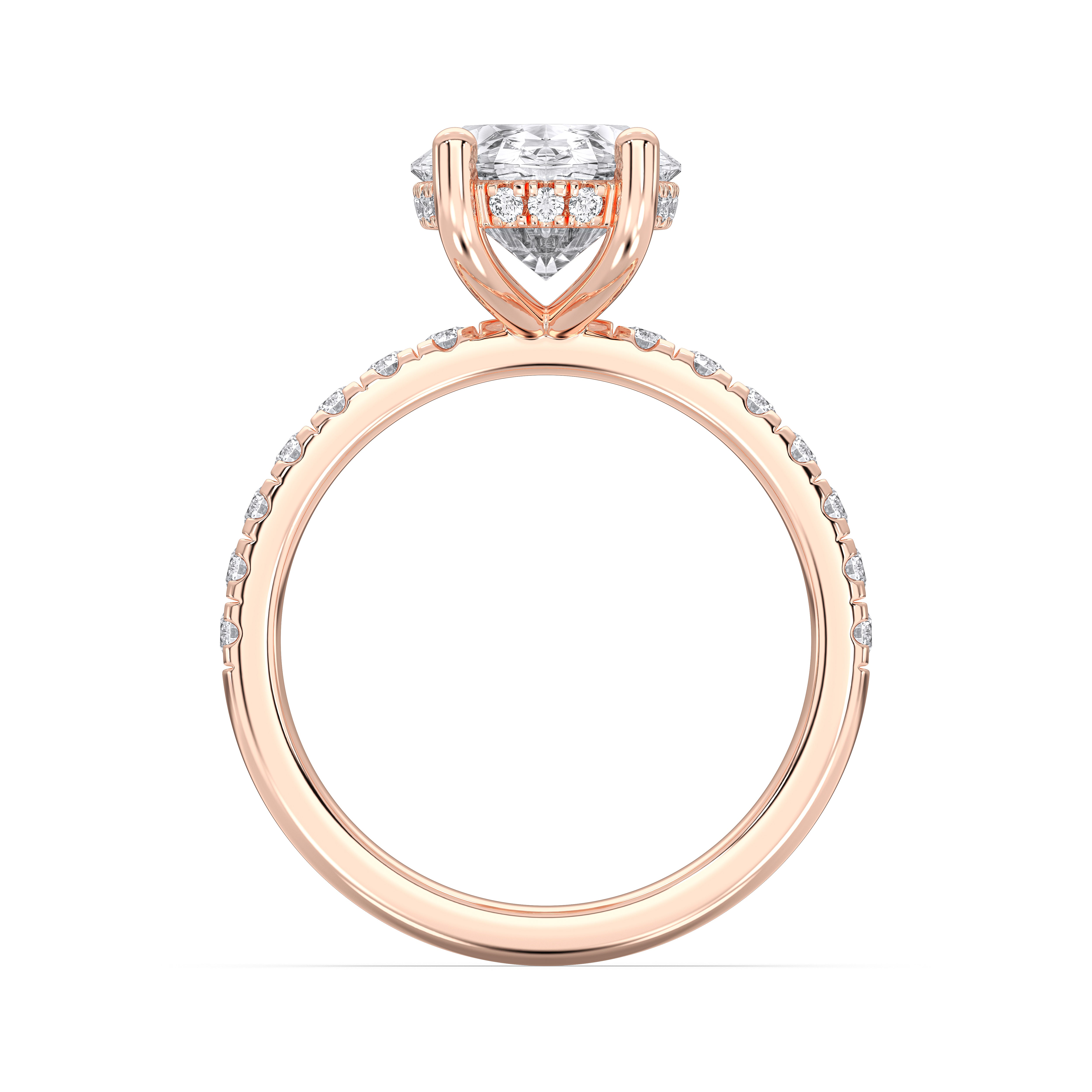 4.62 Carat Oval & Round Cut Lab Grown Diamond Solitaire Engagement Ring In Solid Gold