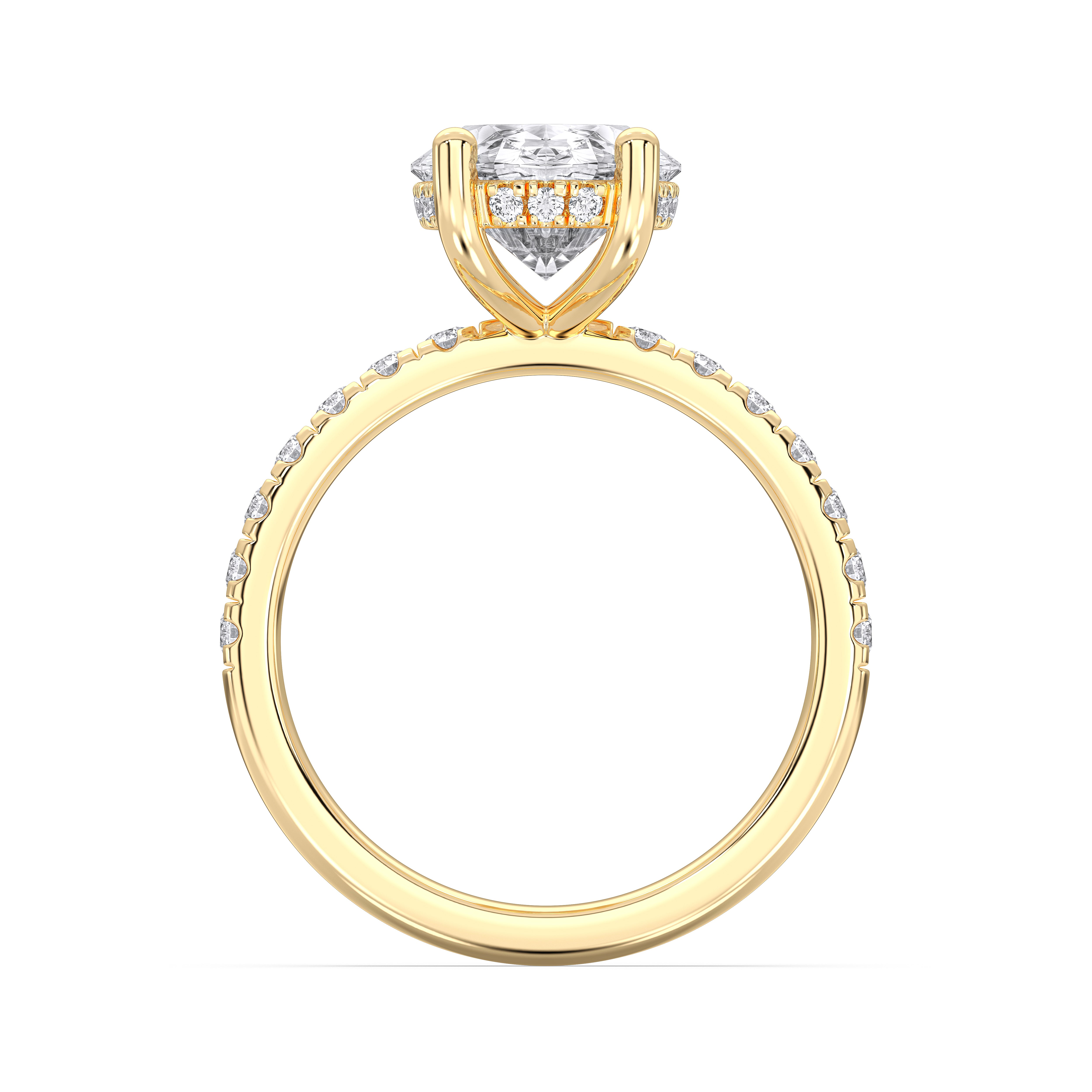 4.62 Carat Oval & Round Cut Lab Grown Diamond Solitaire Engagement Ring In Solid Gold
