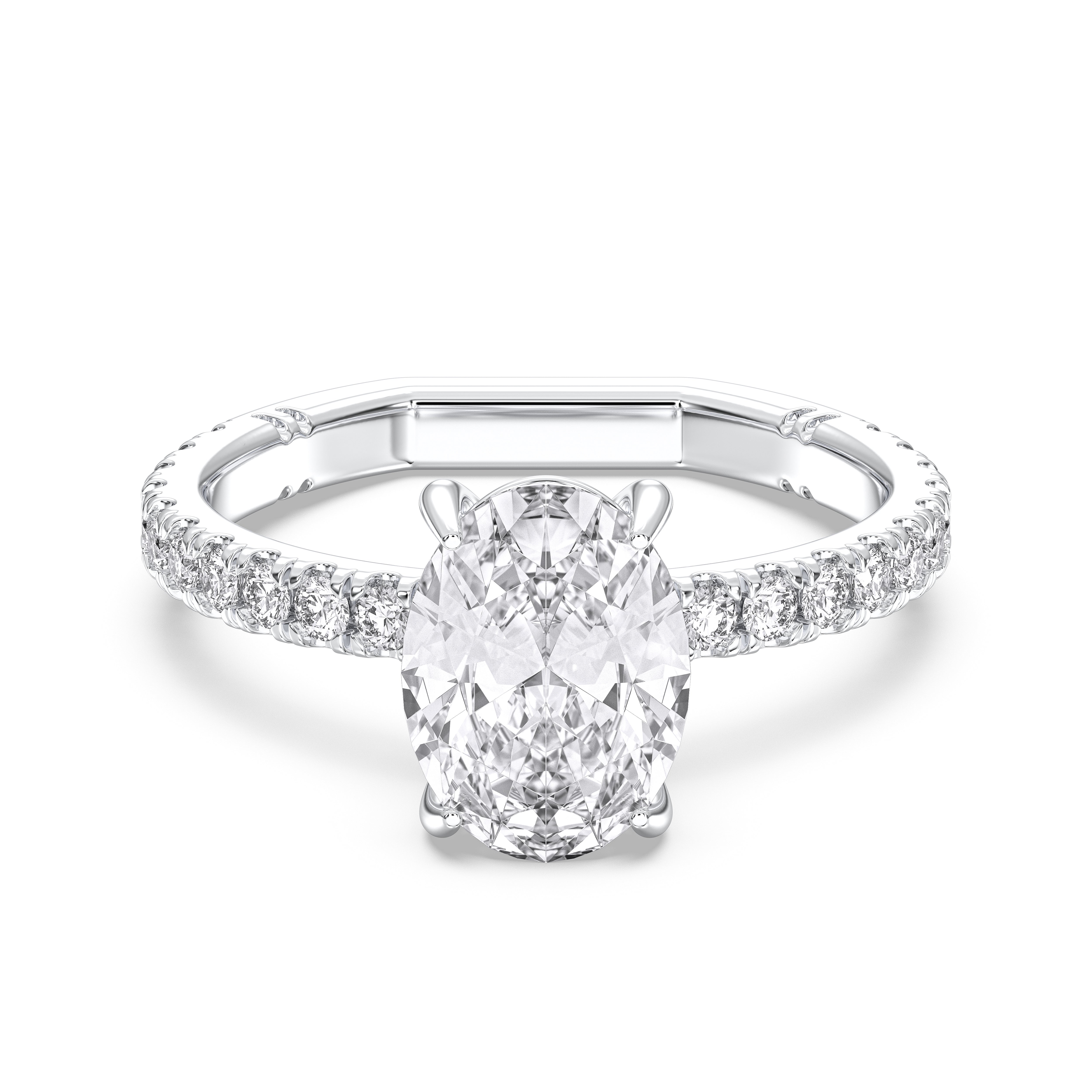2.65 Carat Oval & Round Cut Lab Grown Diamond Solitaire Engagement Ring In Solid Gold