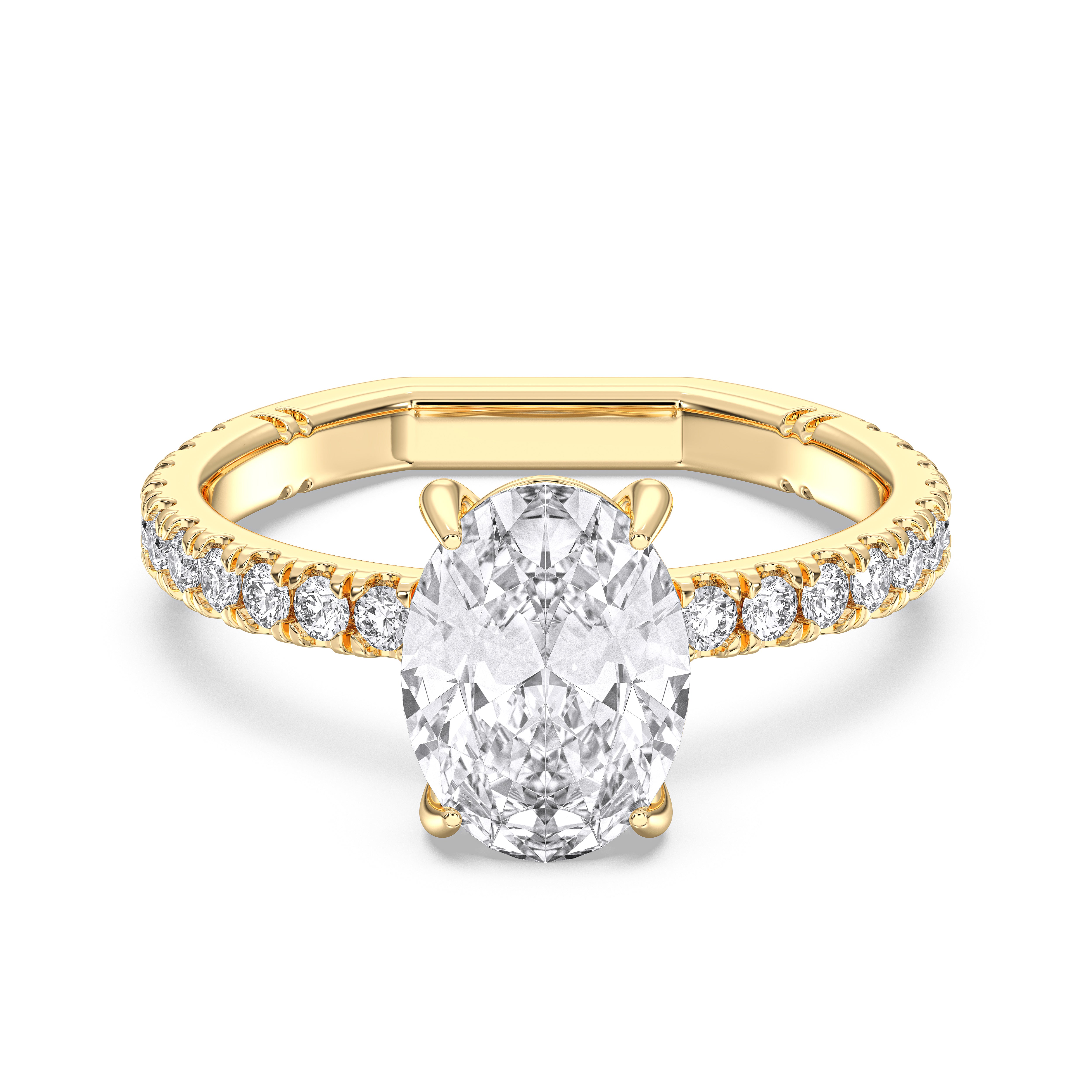 2.65 Carat Oval & Round Cut Lab Grown Diamond Solitaire Engagement Ring In Solid Gold