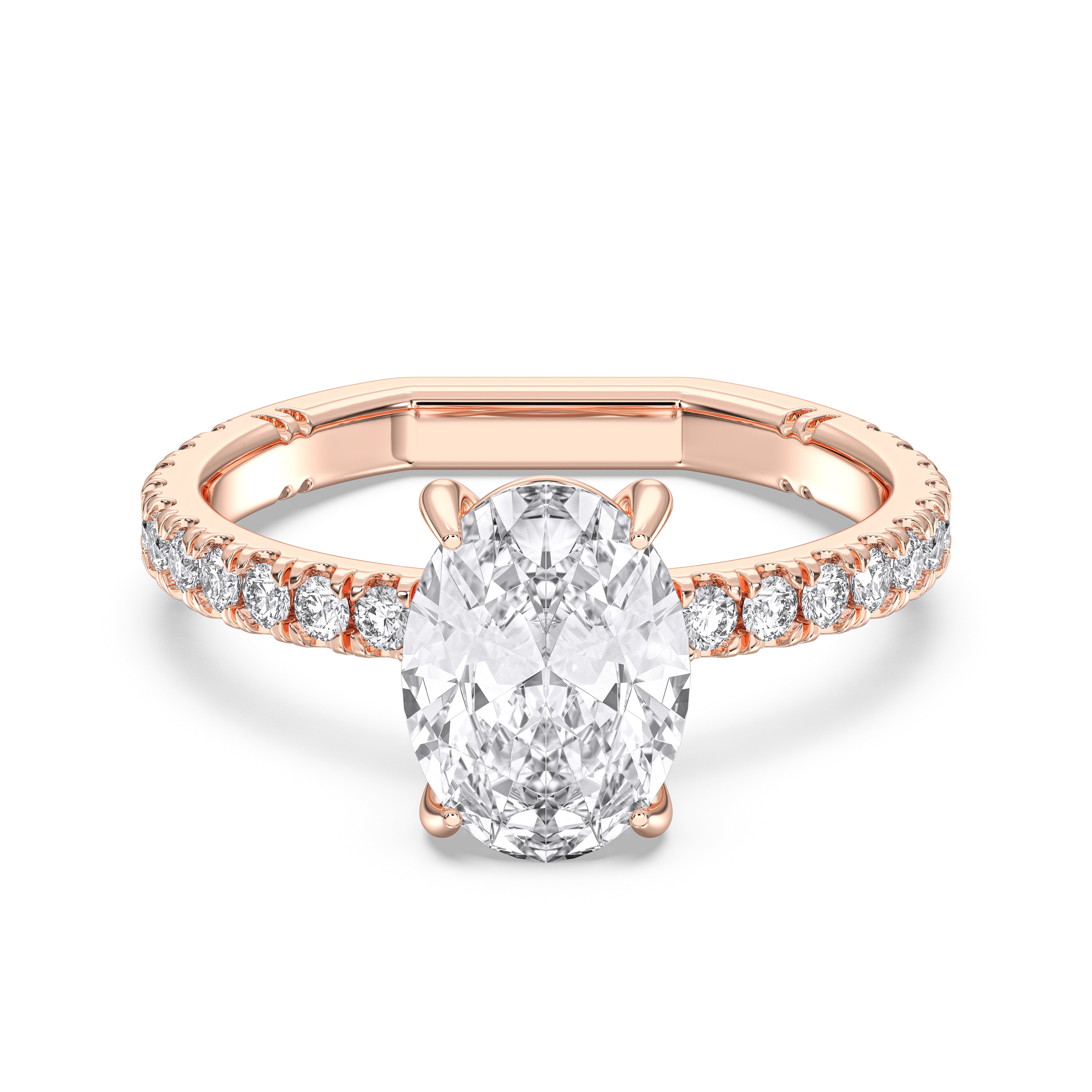 2.65 Carat Oval & Round Cut Lab Grown Diamond Solitaire Engagement Ring In Solid Gold