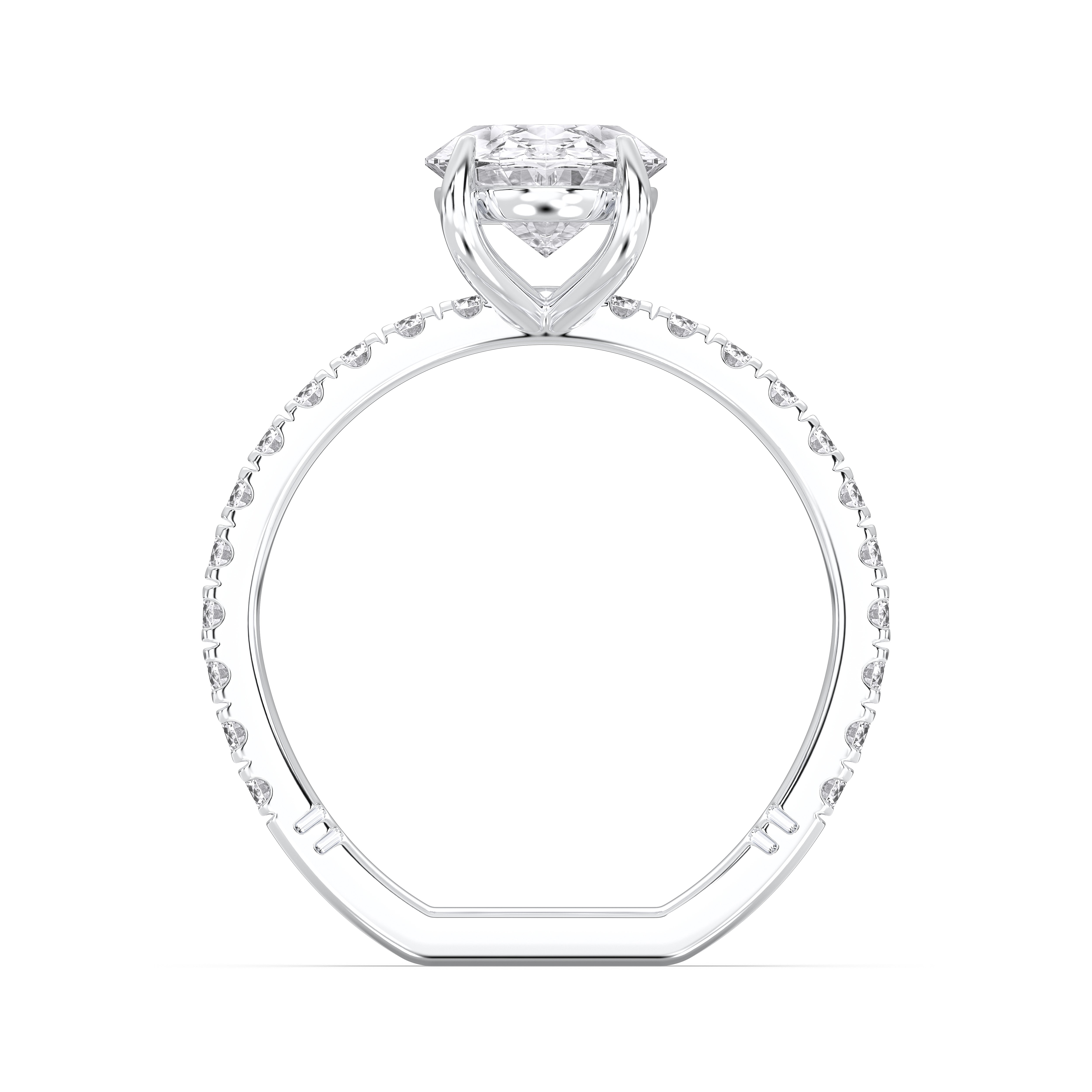2.65 Carat Oval & Round Cut Lab Grown Diamond Solitaire Engagement Ring In Solid Gold