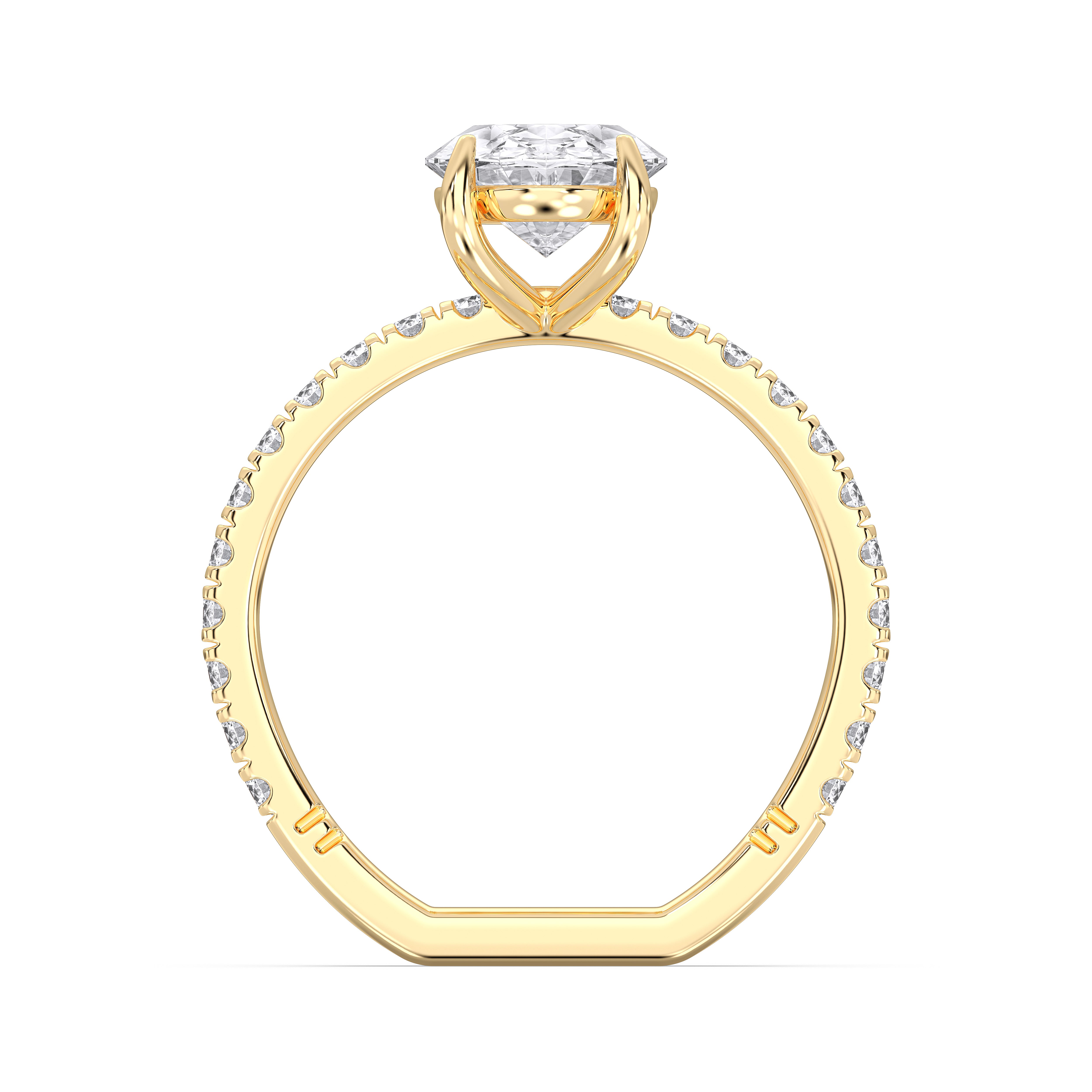 2.65 Carat Oval & Round Cut Lab Grown Diamond Solitaire Engagement Ring In Solid Gold
