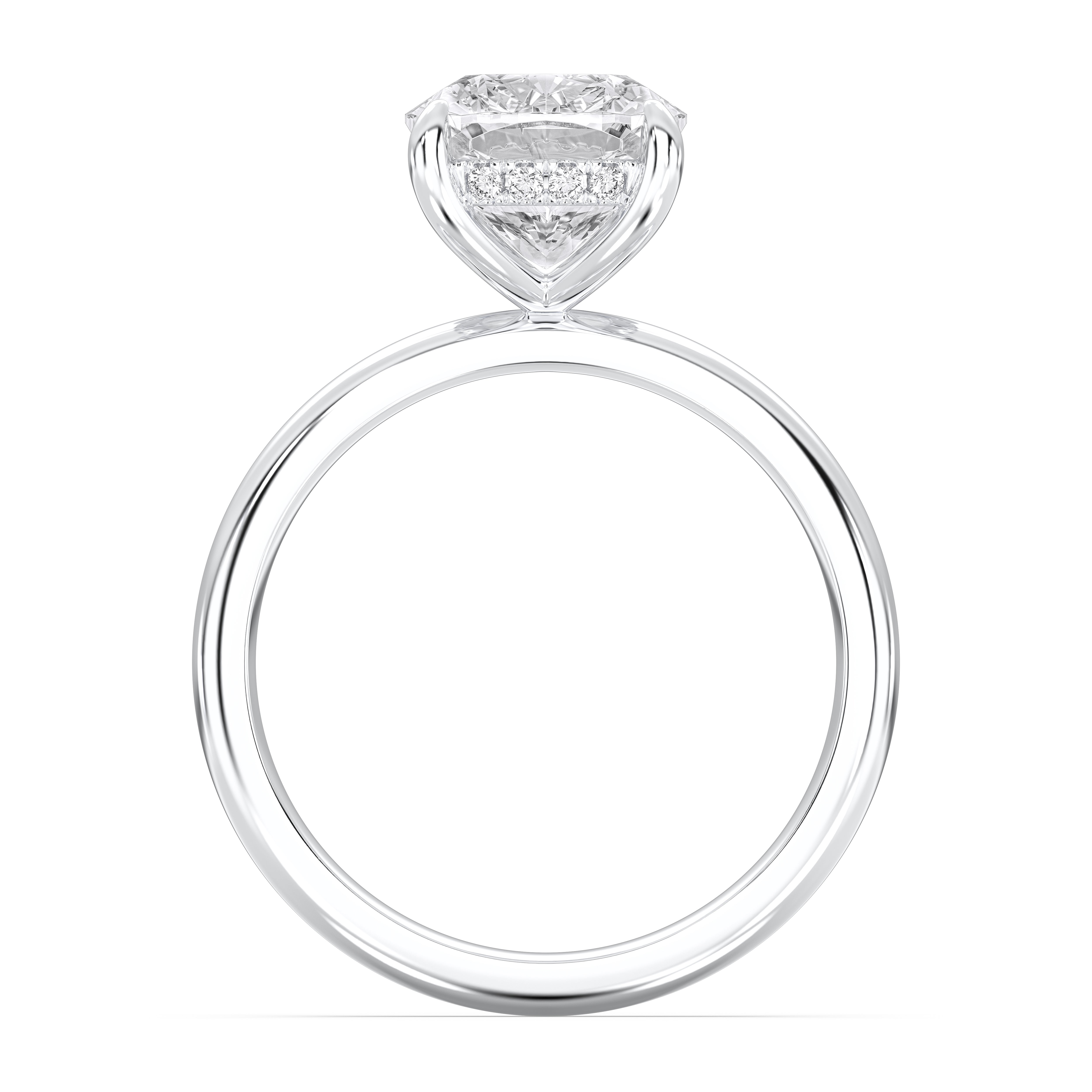 Cushion & Round Shape 4.23 Carat Lab Grown Diamond Prong Set Solitaire Ring in Solid Gold for Her