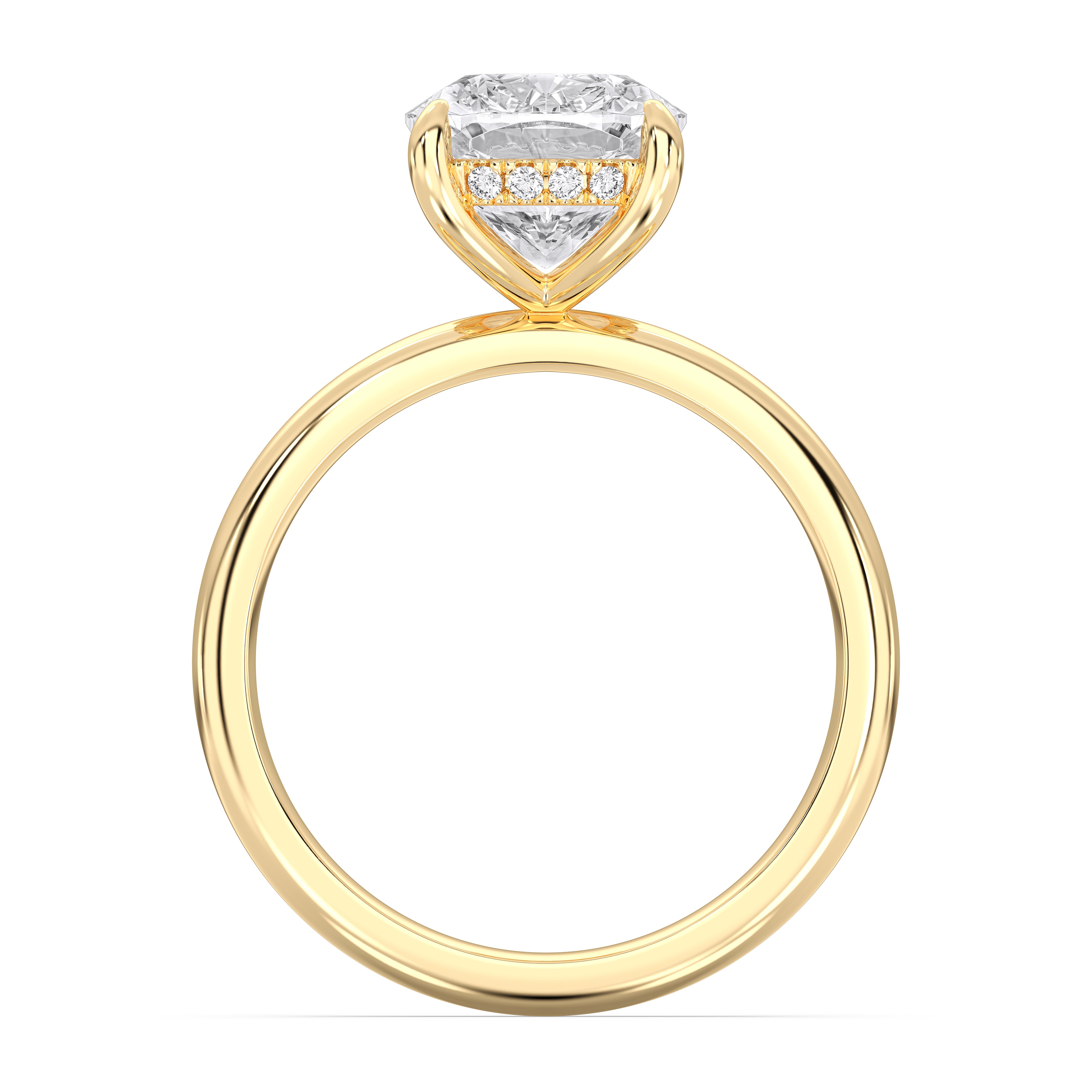 Cushion & Round Shape 4.23 Carat Lab Grown Diamond Prong Set Solitaire Ring in Solid Gold for Her