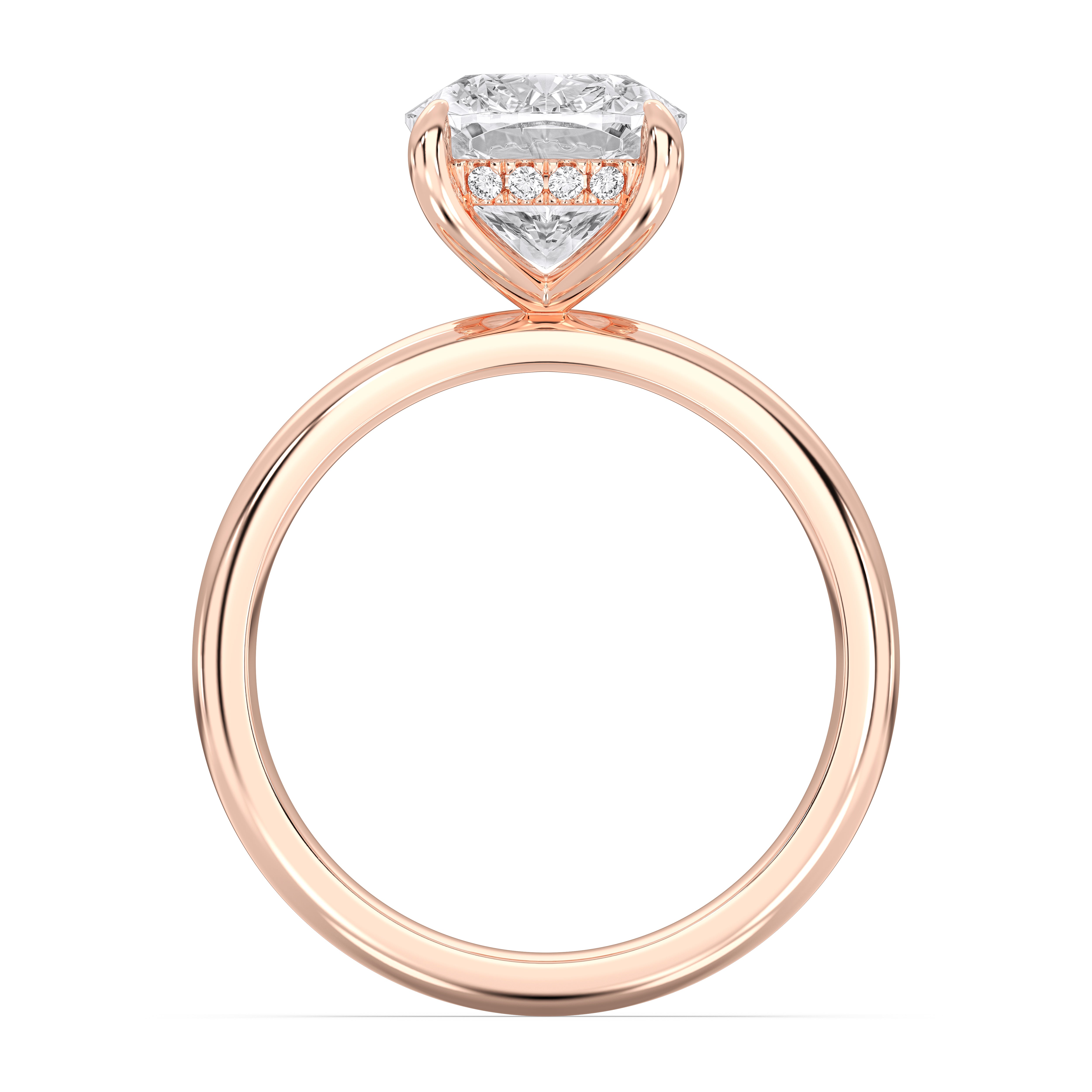 Cushion & Round Shape 4.23 Carat Lab Grown Diamond Prong Set Solitaire Ring in Solid Gold for Her