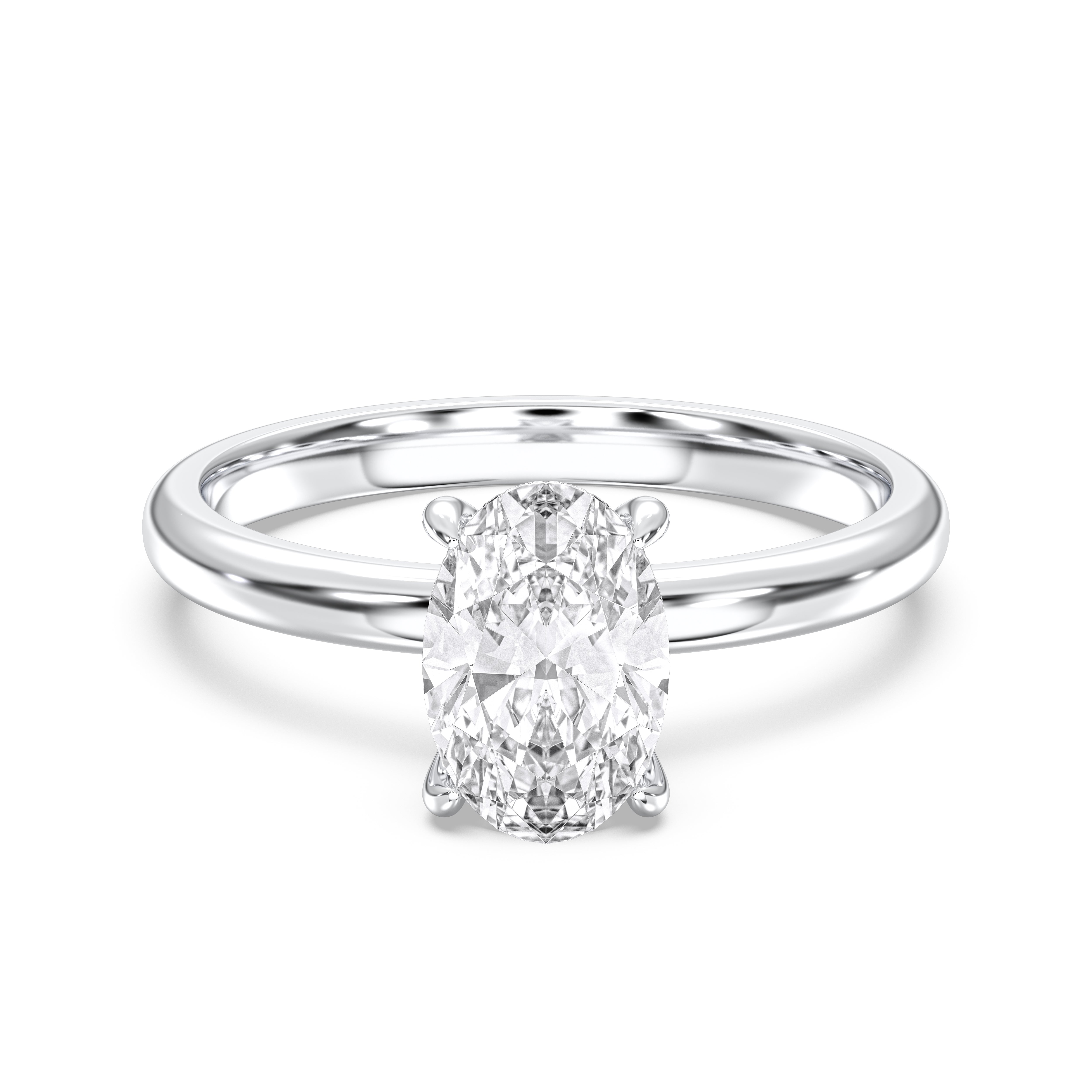 1.78 Carat Oval & Round Lab Grown Diamond  Prong Set Solitaire Ring in Solid Gold