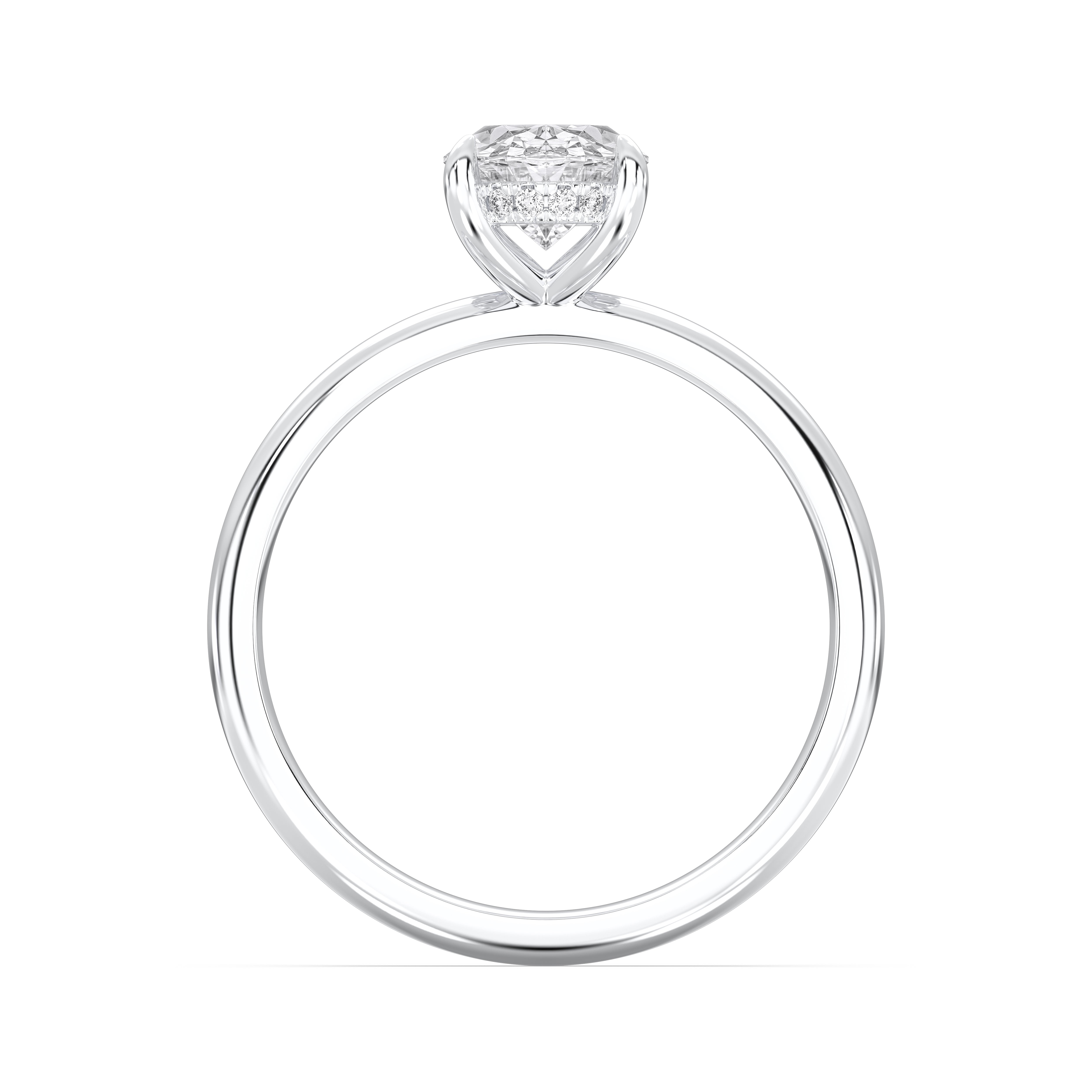 1.78 Carat Oval & Round Lab Grown Diamond  Prong Set Solitaire Ring in Solid Gold