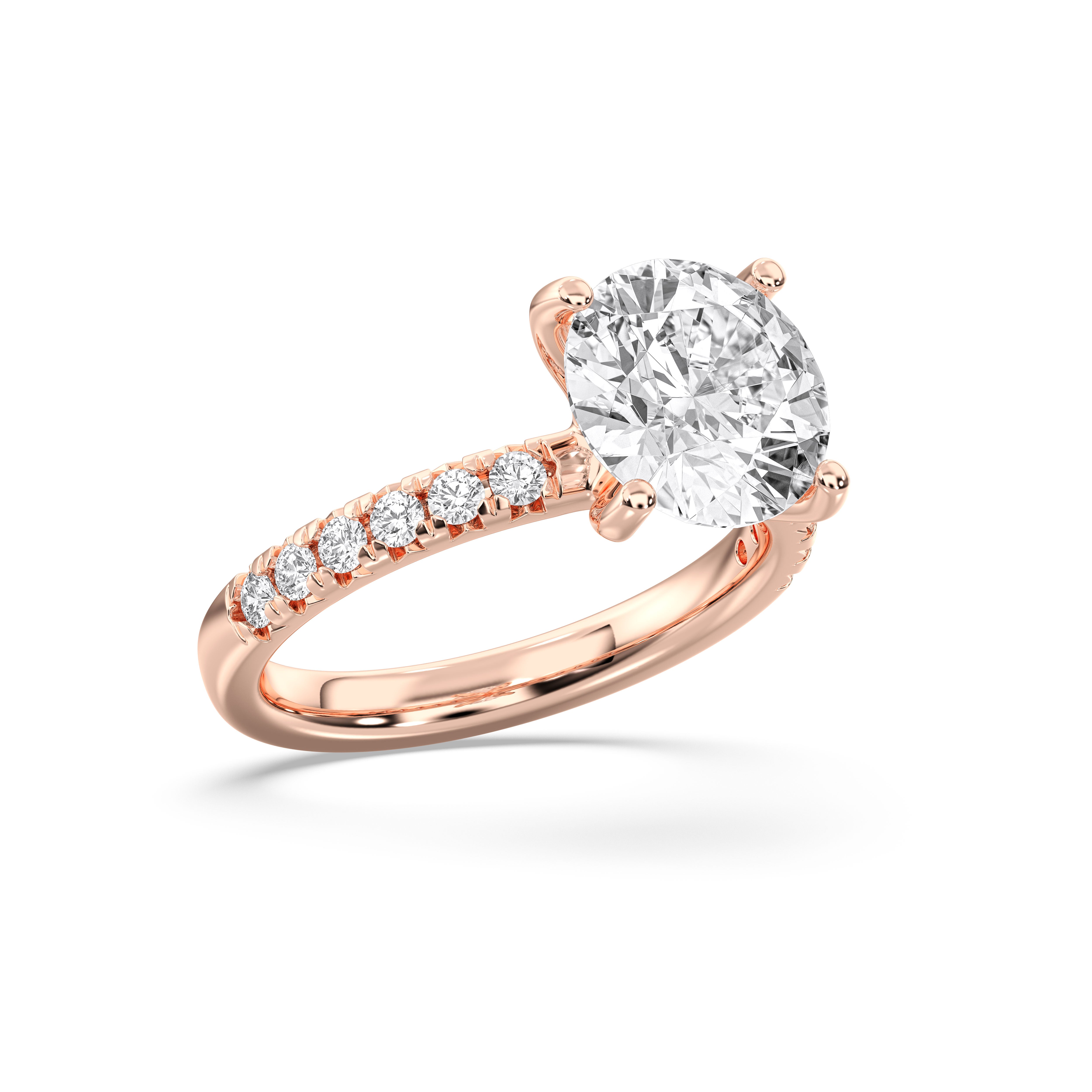 3.25 Carat Round Brilliant Cut Lab Grown Diamond Solitaire With Accent Engagement Ring