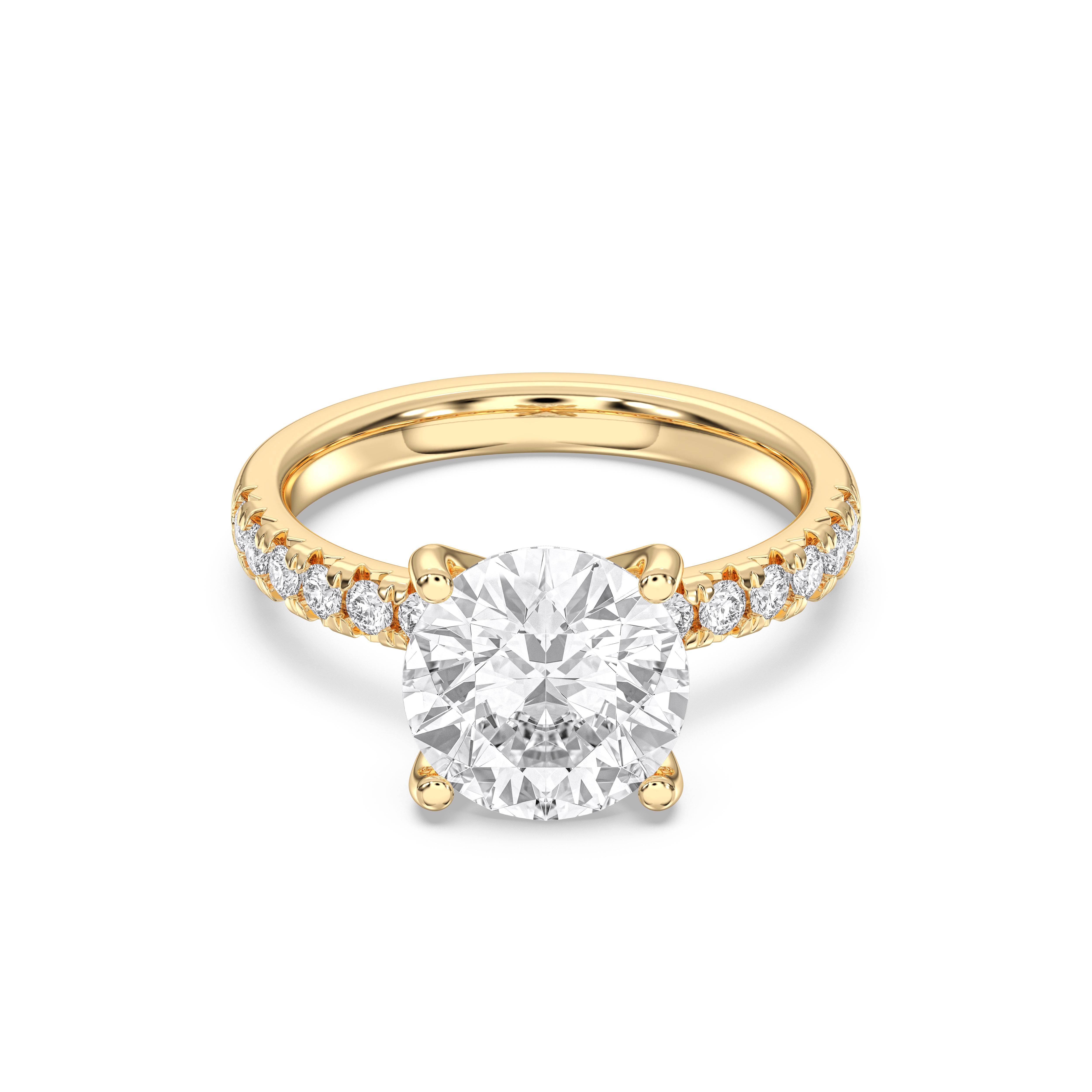 3.25 Carat Round Brilliant Cut Lab Grown Diamond Solitaire With Accent Engagement Ring