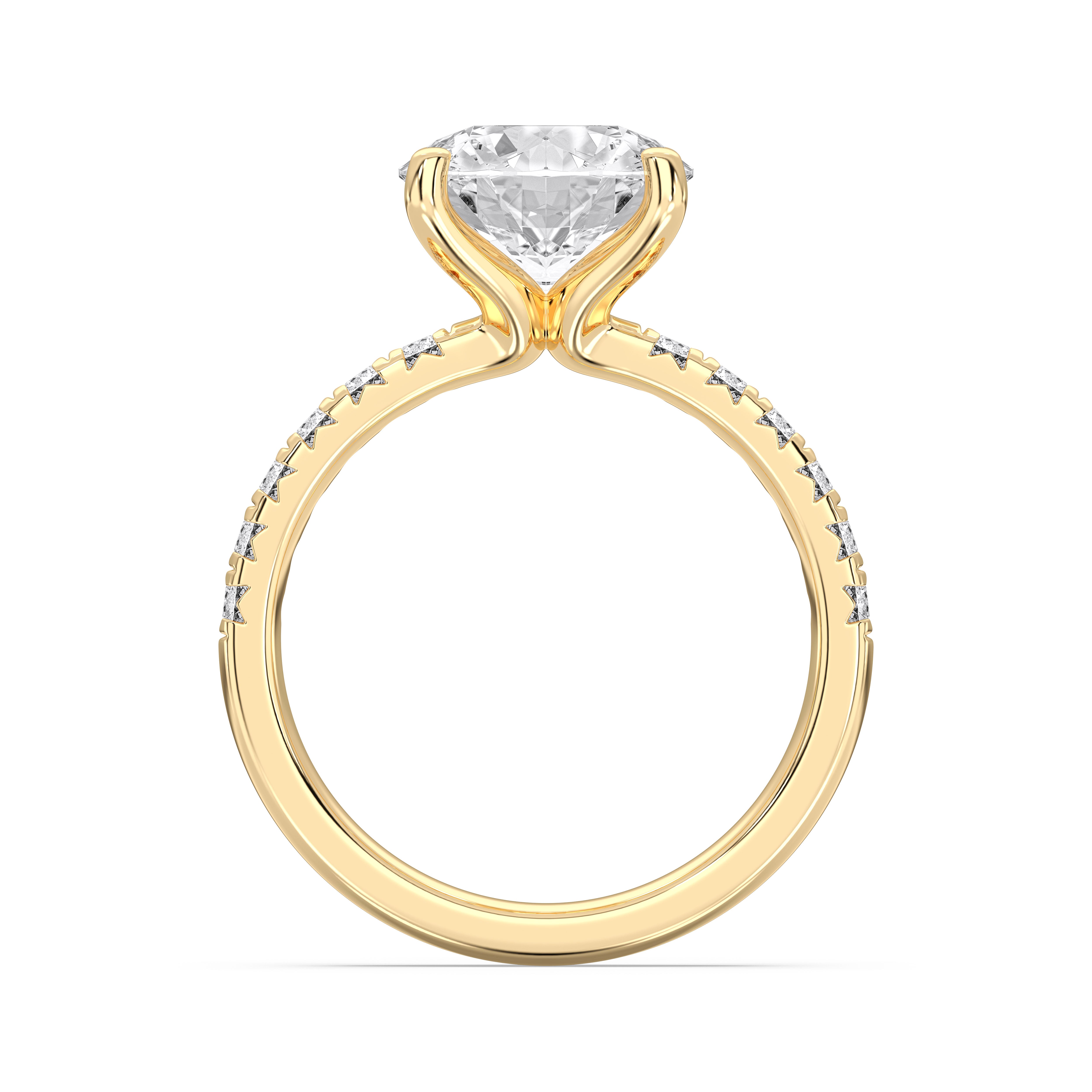 3.25 Carat Round Brilliant Cut Lab Grown Diamond Solitaire With Accent Engagement Ring