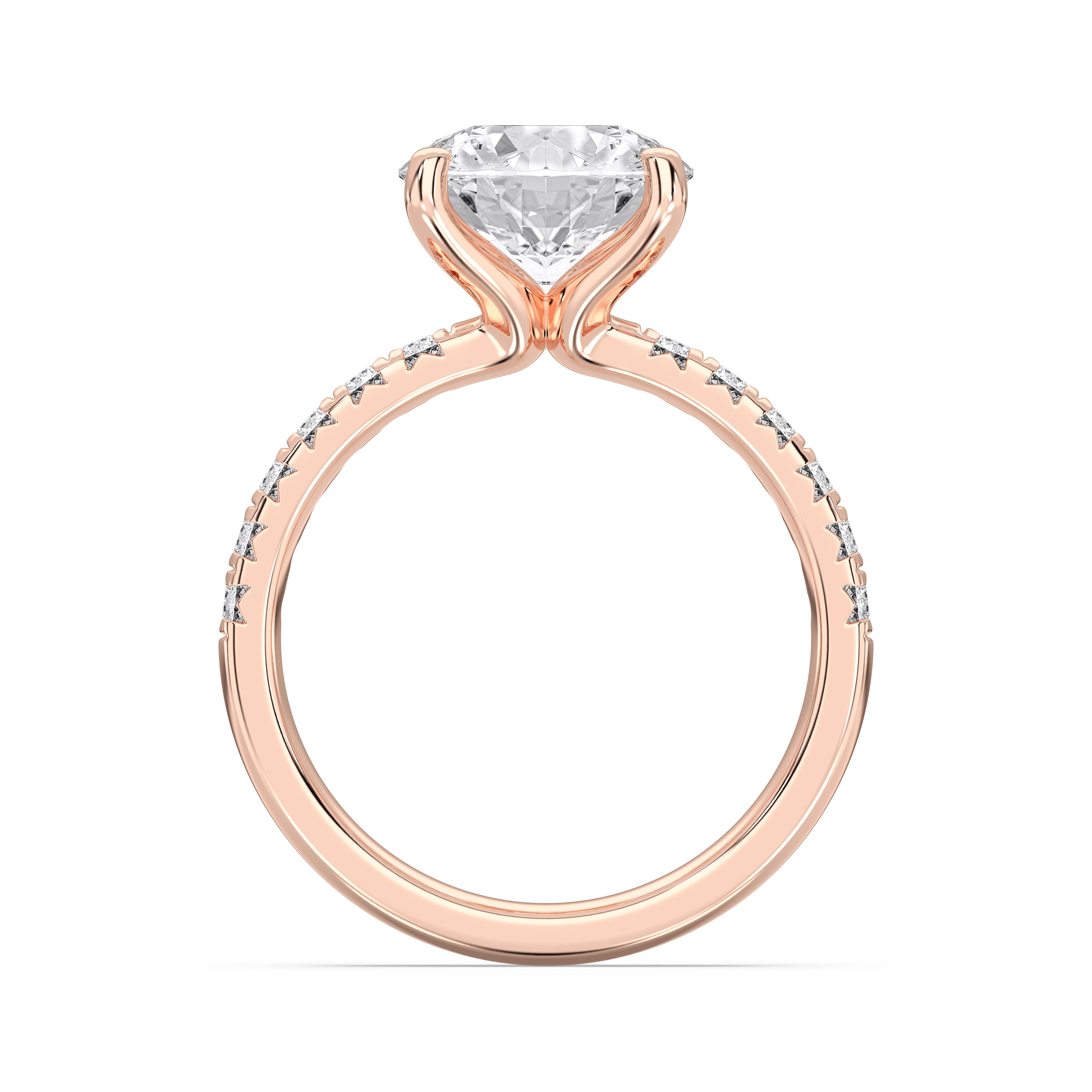 3.25 Carat Round Brilliant Cut Lab Grown Diamond Solitaire With Accent Engagement Ring